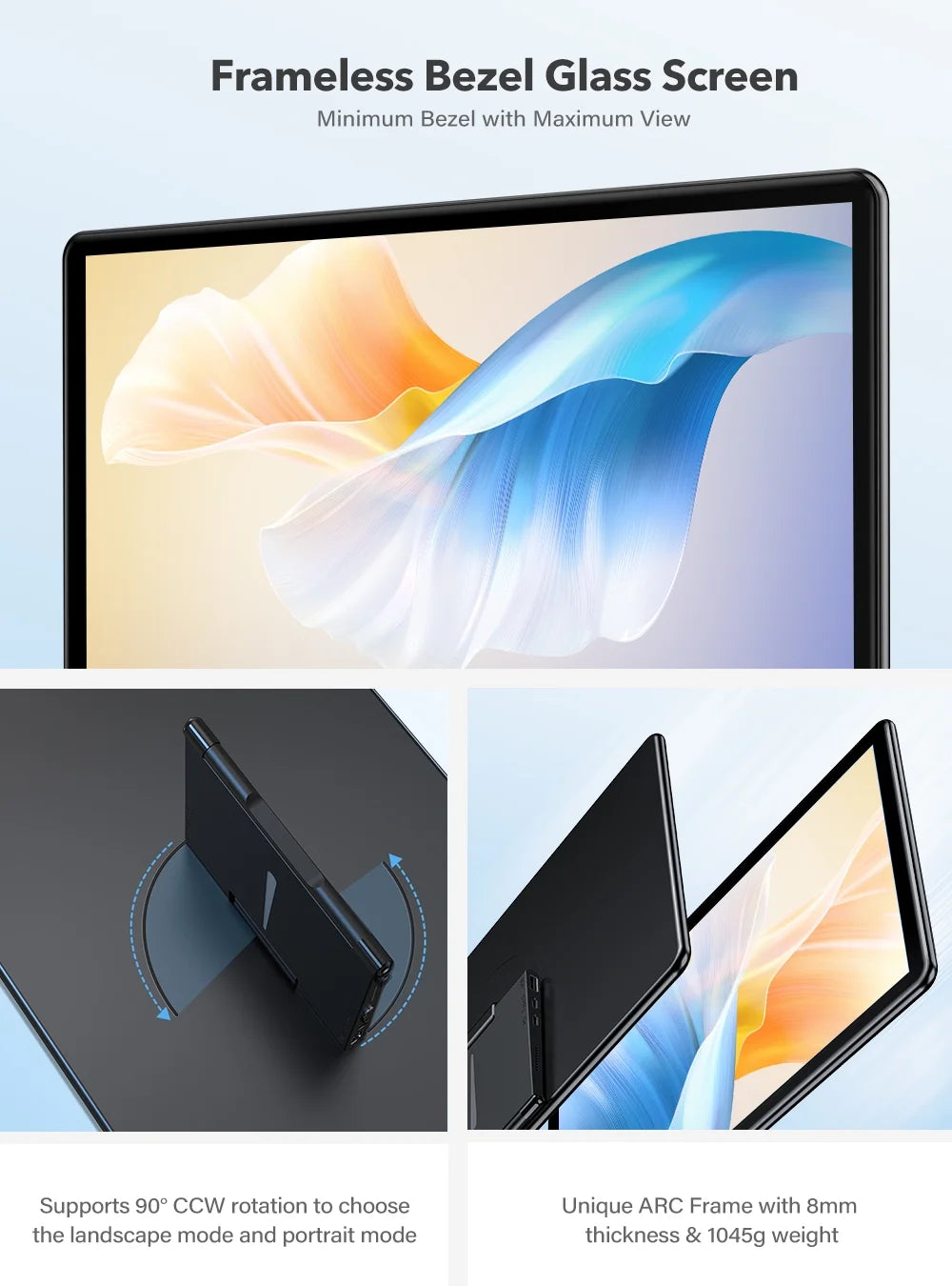 15.6" Portable Monitor Touchscreen W/ Kickstand, 2000:1 Contrast Ratio 1080P FHD Screen - Unify Y - Vertical Monitor