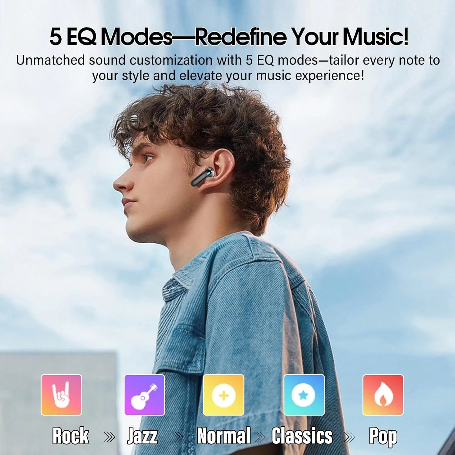 Wireless Earbuds, Bluetooth 5.4 Headphones Multi-Function Touch Screen Ear Buds with ENC Noise Cancelling Micclear Calls Earphones, 48H In-Ear Earbud Bass Stereo with 5 EQ Modes, IPX7