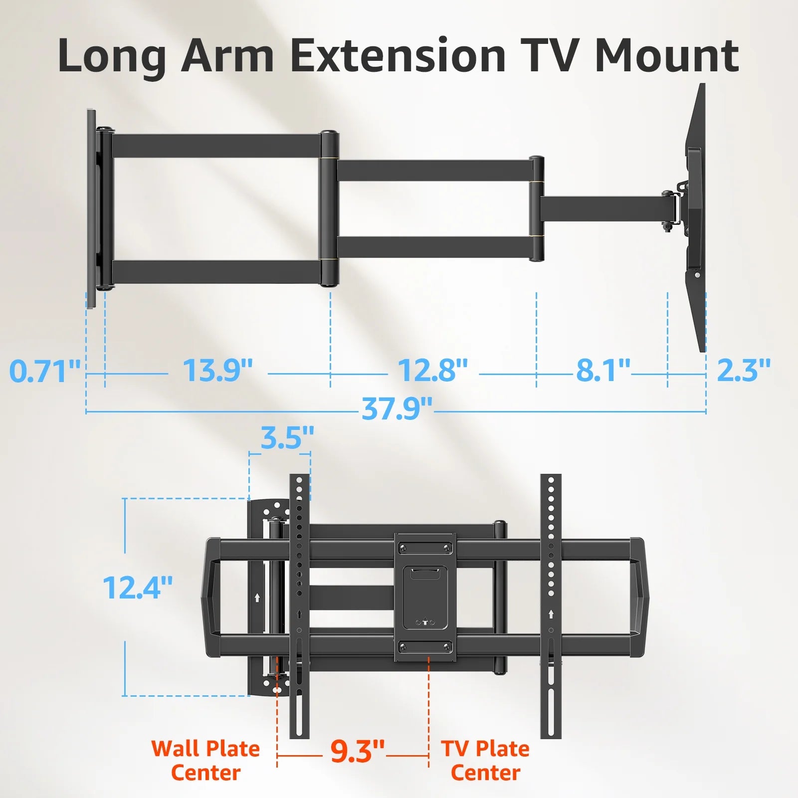 Full Motion Long Arm TV Wall Mount for 42"-75" Tvs, Corner TV Mount with 37.9" Extension Arm, TV Bracket with Articulating Swivel Tilt Single Stud, Max 600X400Mm, up to 99 Lbs