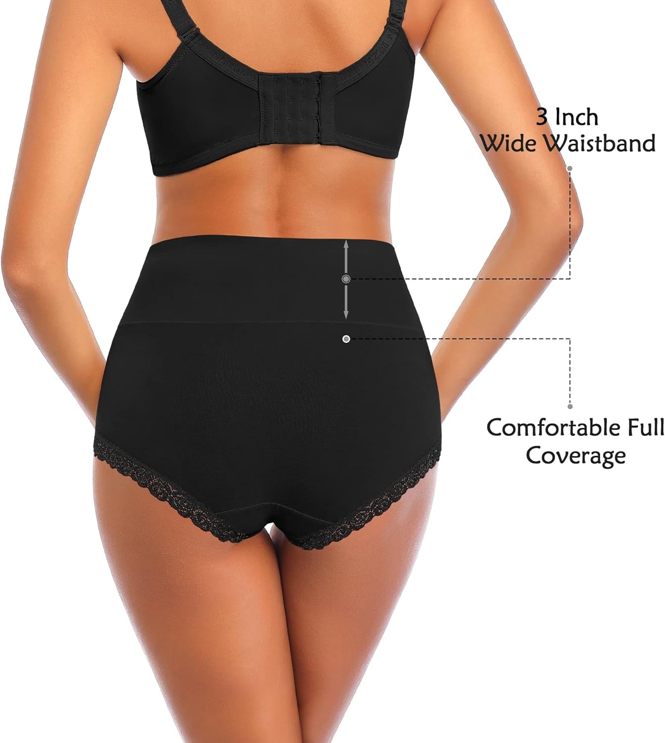 Women'S Cotton Underwear,Ladies Soft Stretch Tummy Control Comfy No Muffin Panties Boyshorts