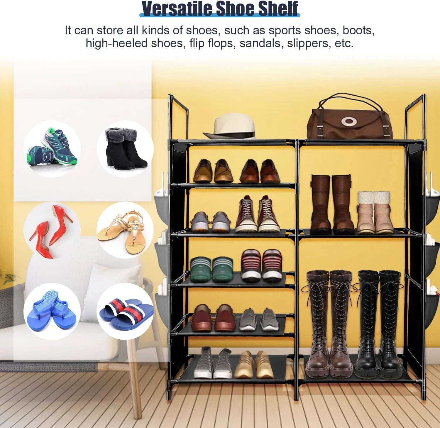 Shoe Rack 6 Tier Shoe Shelf Shoe Storage, 35 Pairs Shoe Organizer for Entryway,Stackable Shoe Holder Shoe Stand