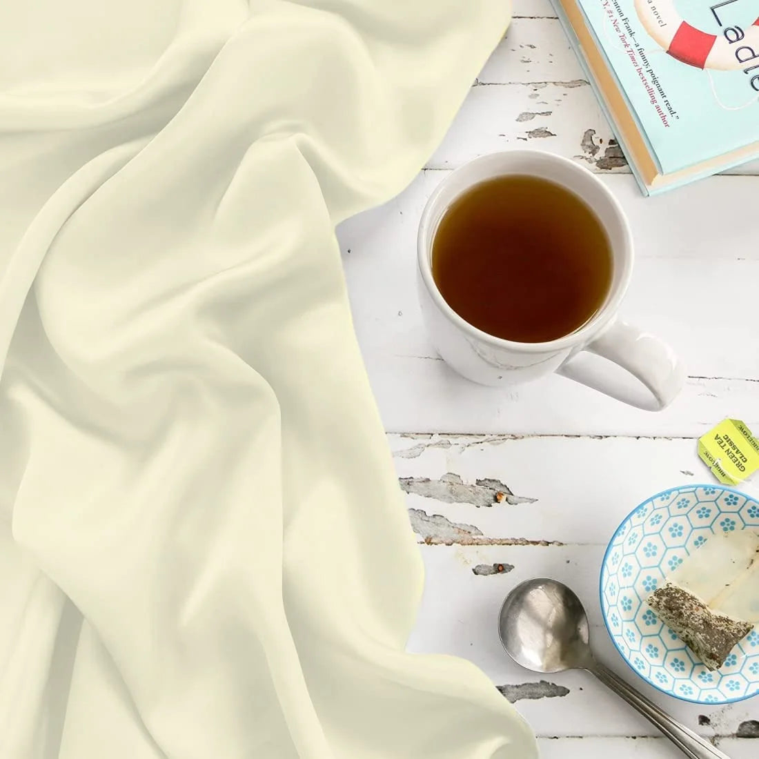 Satin Pillowcase for Hair and Face Beauty, King Size, 1 Pack, Ivory Beige