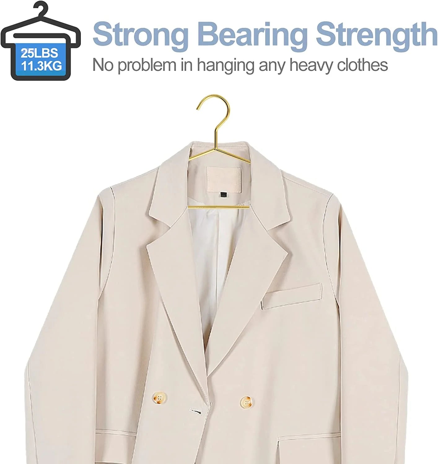 Metal Hangers 30 Pack , Strong Wire Clothes Hangers with Notches, Space Saving, Shiny Gold