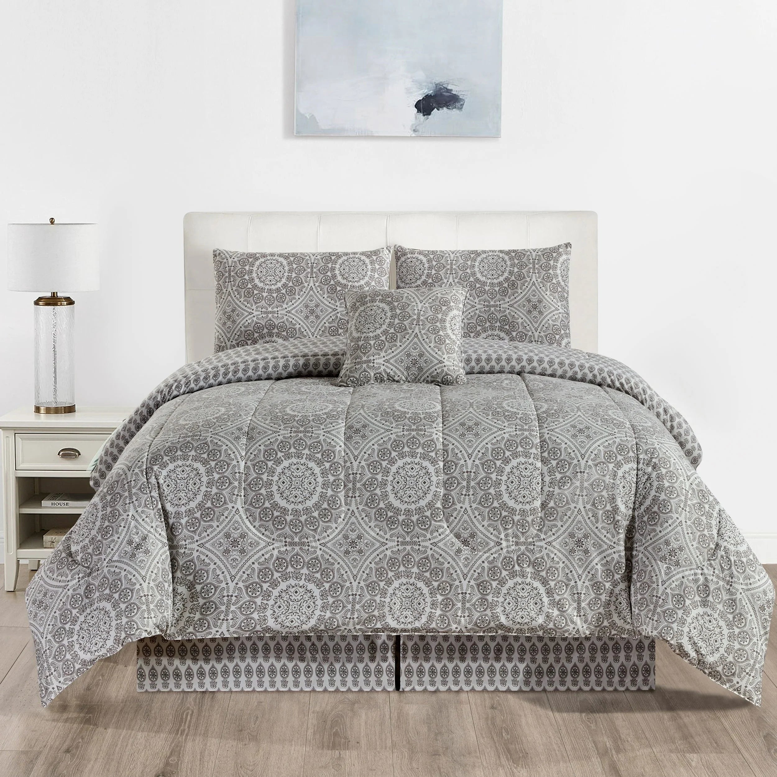 Microfiber Reversible King Bedding Comforter Set, 5 Pc Comforter Duvet Insert Set