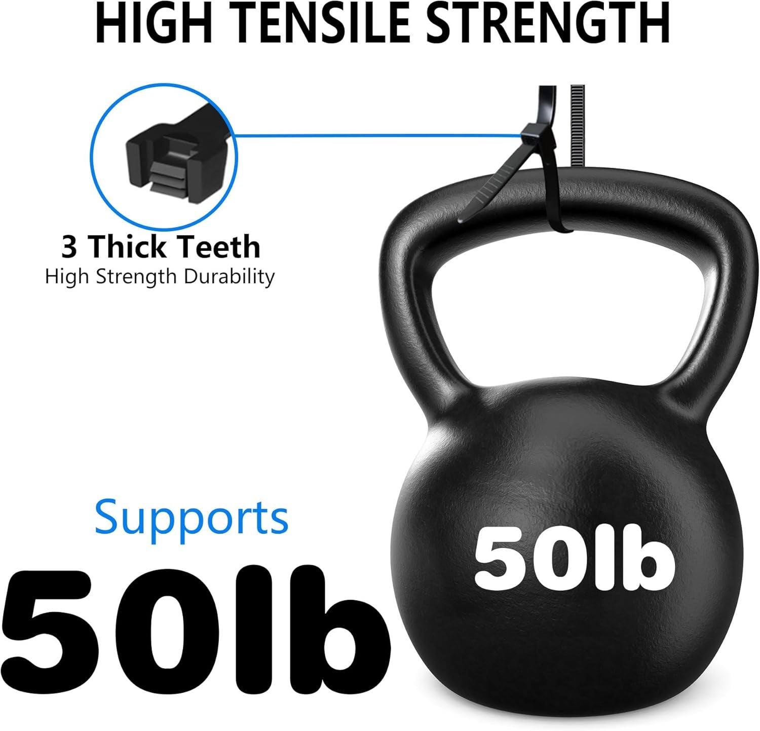 200Pcs Zip Ties 8 Inch Black, Heavy Duty Zip Tie, 50Lb Strength Cable Ties, Industrial Nylon Wire Tie Wraps for Garage and Workshop.