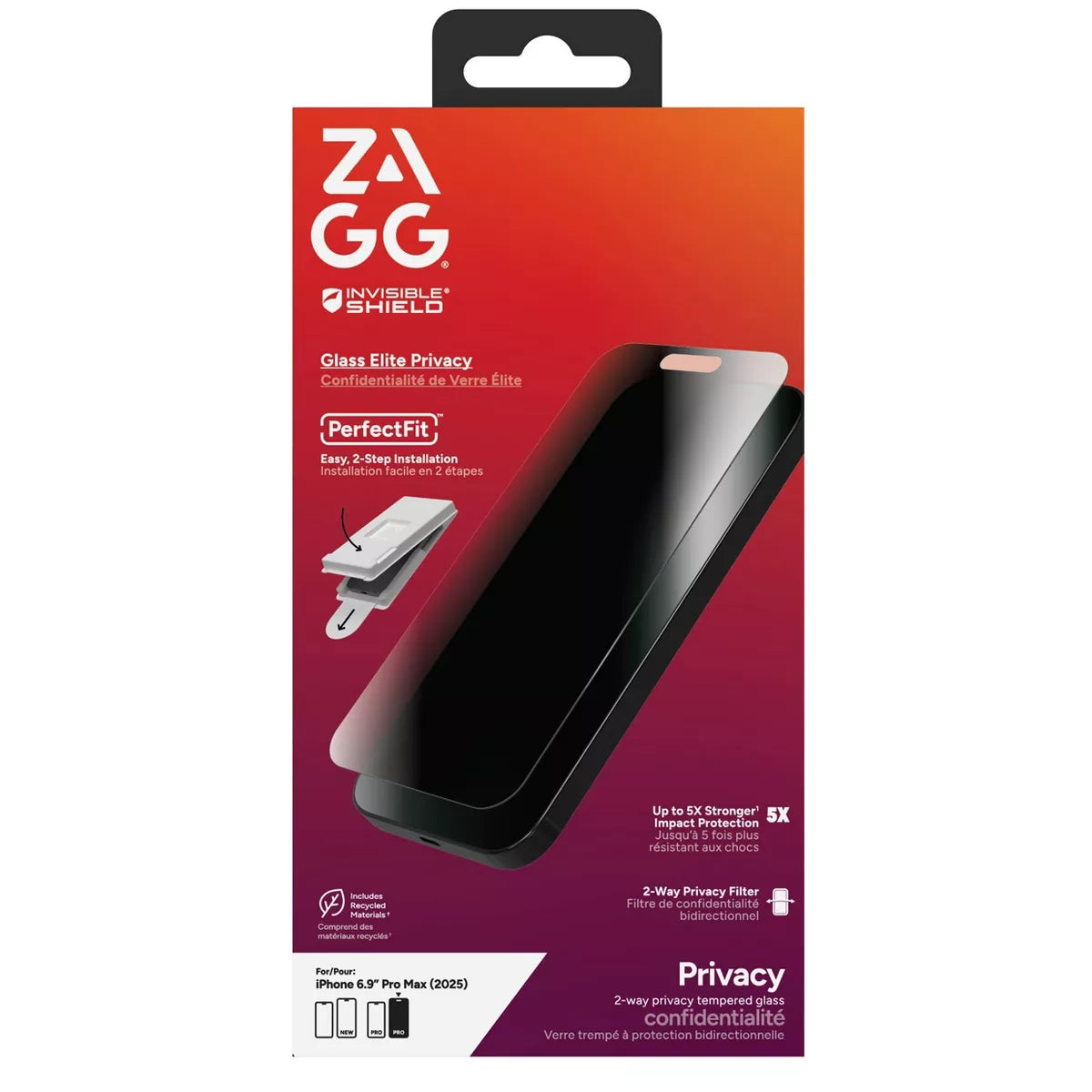 ZAGG Apple Iphone 17 Pro Max Screen Protector Glass Elite Privacy