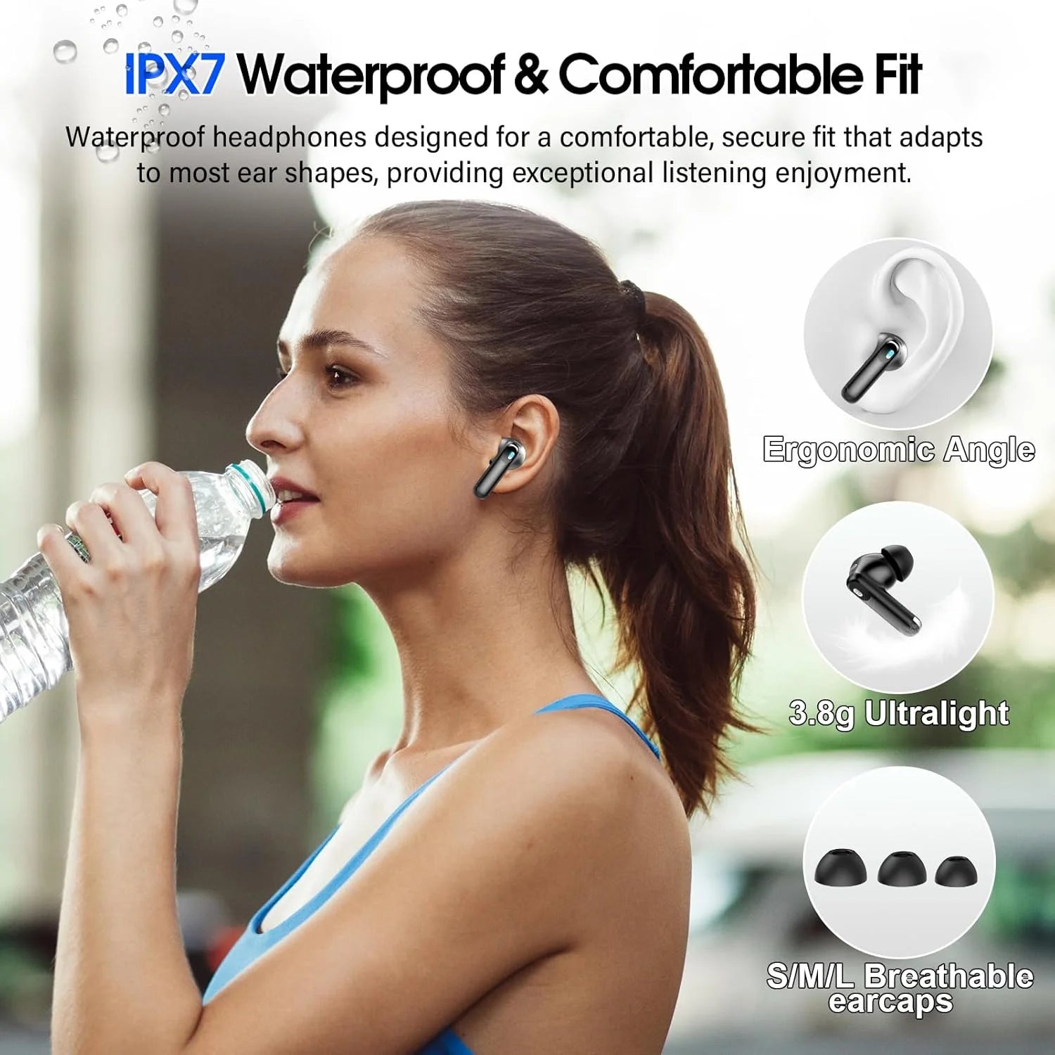 Wireless Earbuds, Bluetooth 5.4 Headphones Multi-Function Touch Screen Ear Buds with ENC Noise Cancelling Micclear Calls Earphones, 48H In-Ear Earbud Bass Stereo with 5 EQ Modes, IPX7
