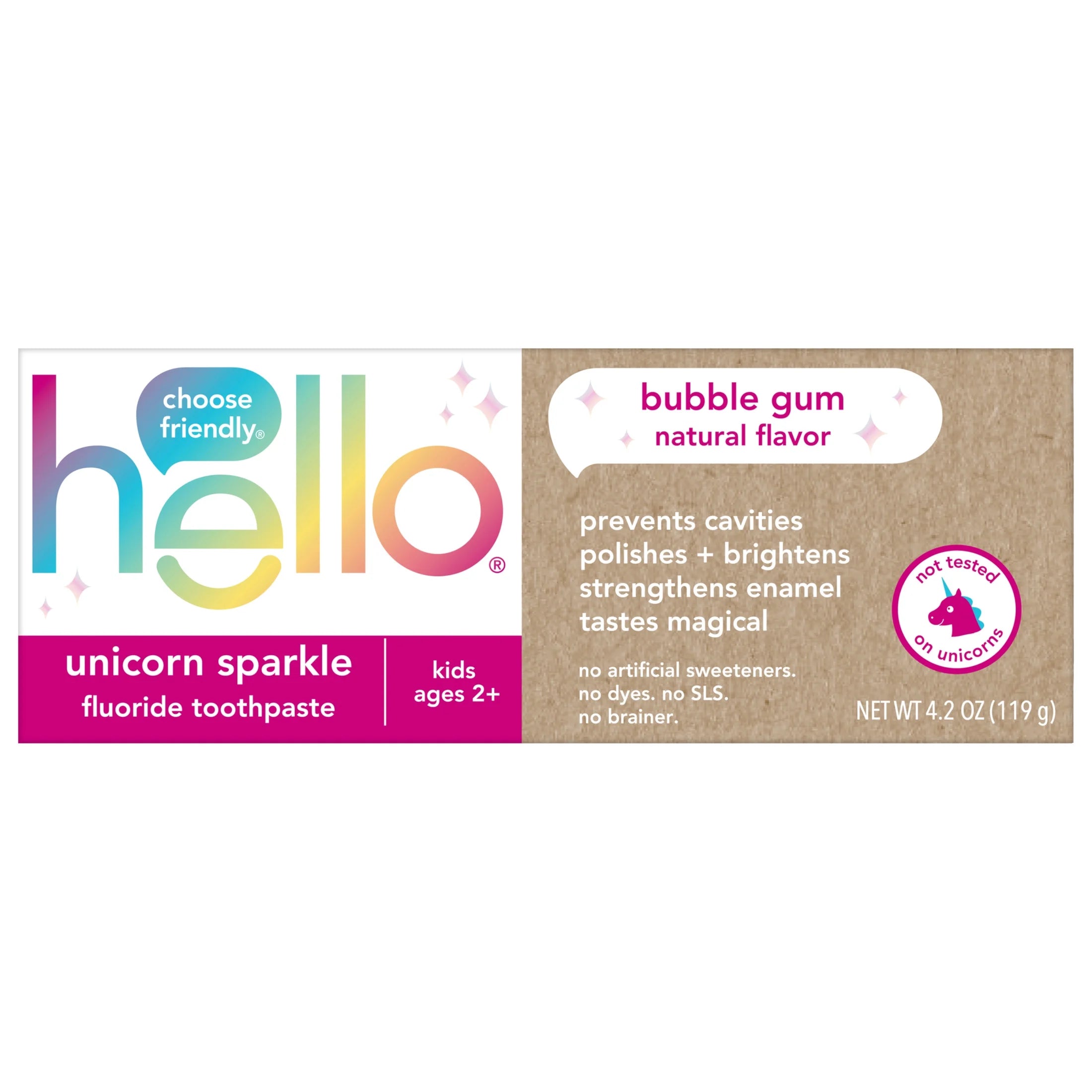 Unicorn Sparkle Kids Toothpaste with Fluoride, Bubble Gum Toothpaste, 4.2 Oz Tube