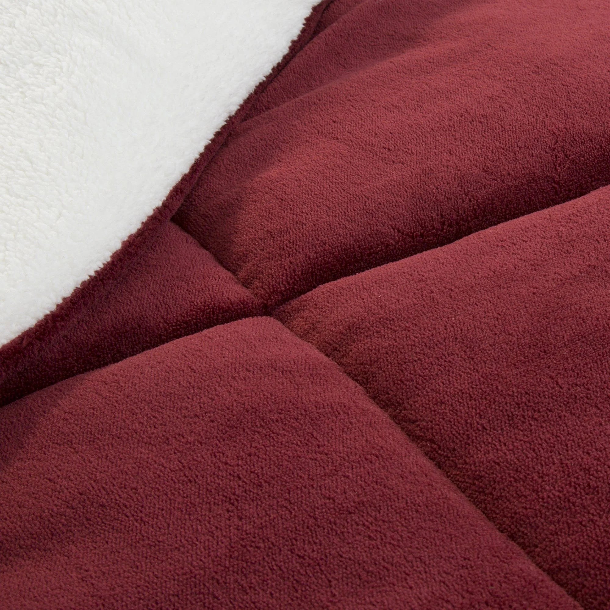 Lavish Home 3-Piece Sherpa Full/Queen Bedding Comforter Set, Burgundy