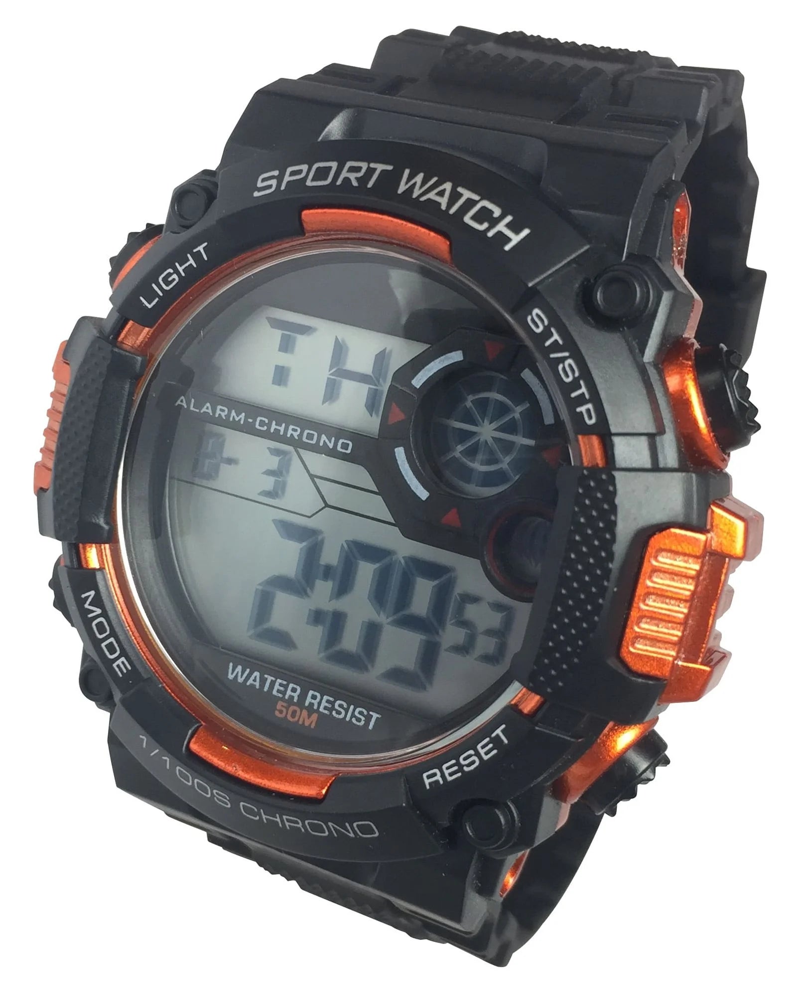 Men'S Digital Sport Wristwatch Plastic Strap