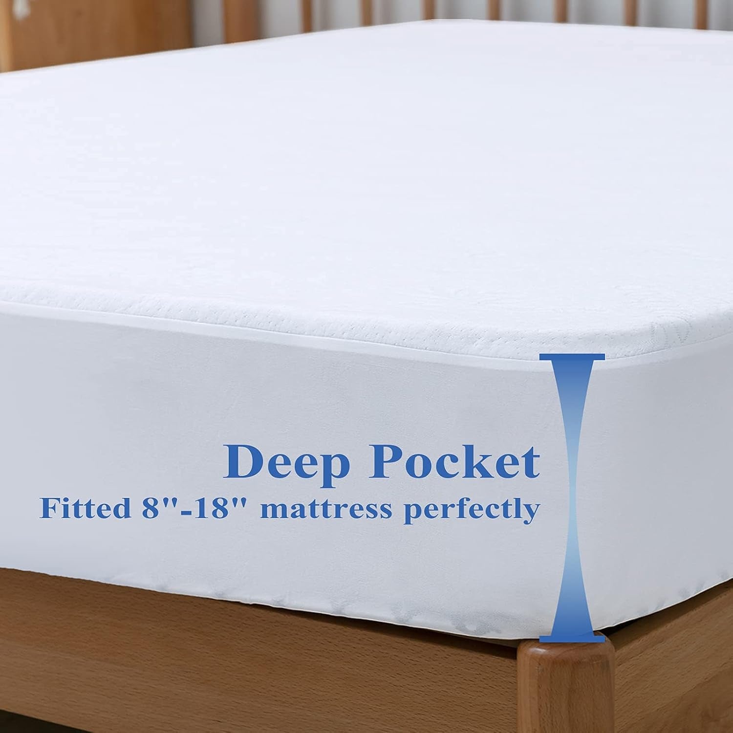 King Mattress Protector Cover, Waterproof Mattress Protector, 3D Air Cotton Ultra Soft and Breathable, Bamboo Fabric Mattress Protector, Fitted 8" - 18" Deep Pocket