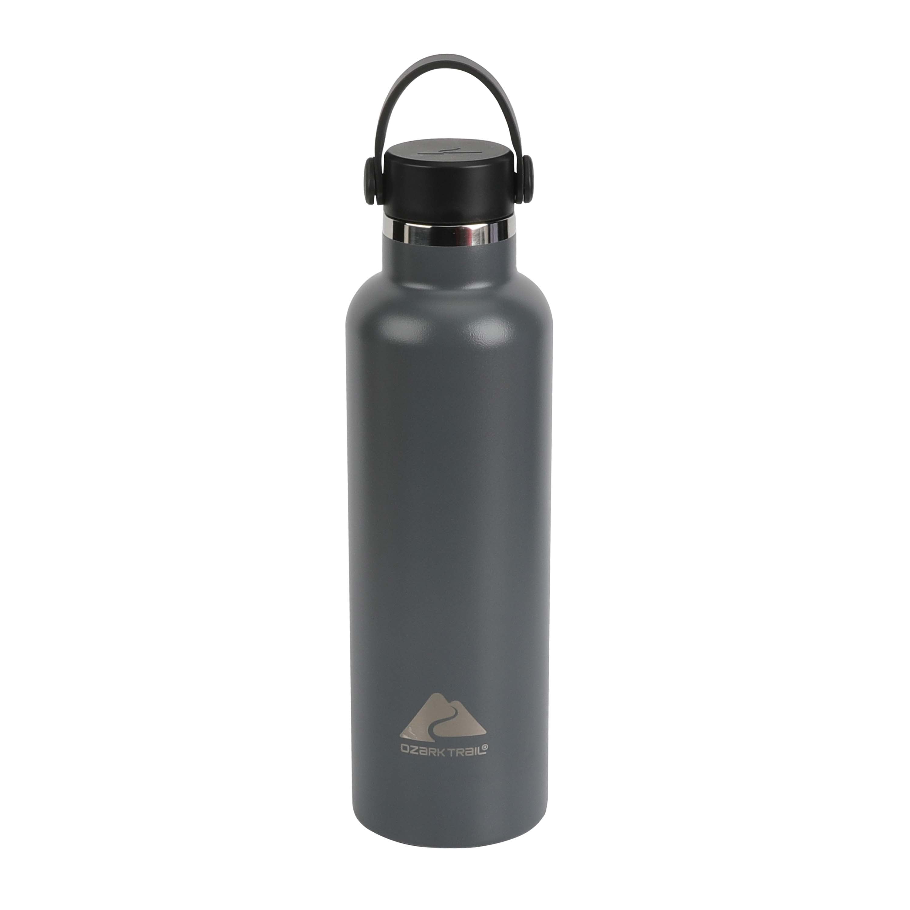 24 Fluid Ounces BPA FREE Double Wall Vacuum Sealed Stainless Steel Water Bottle with Handle, Gray