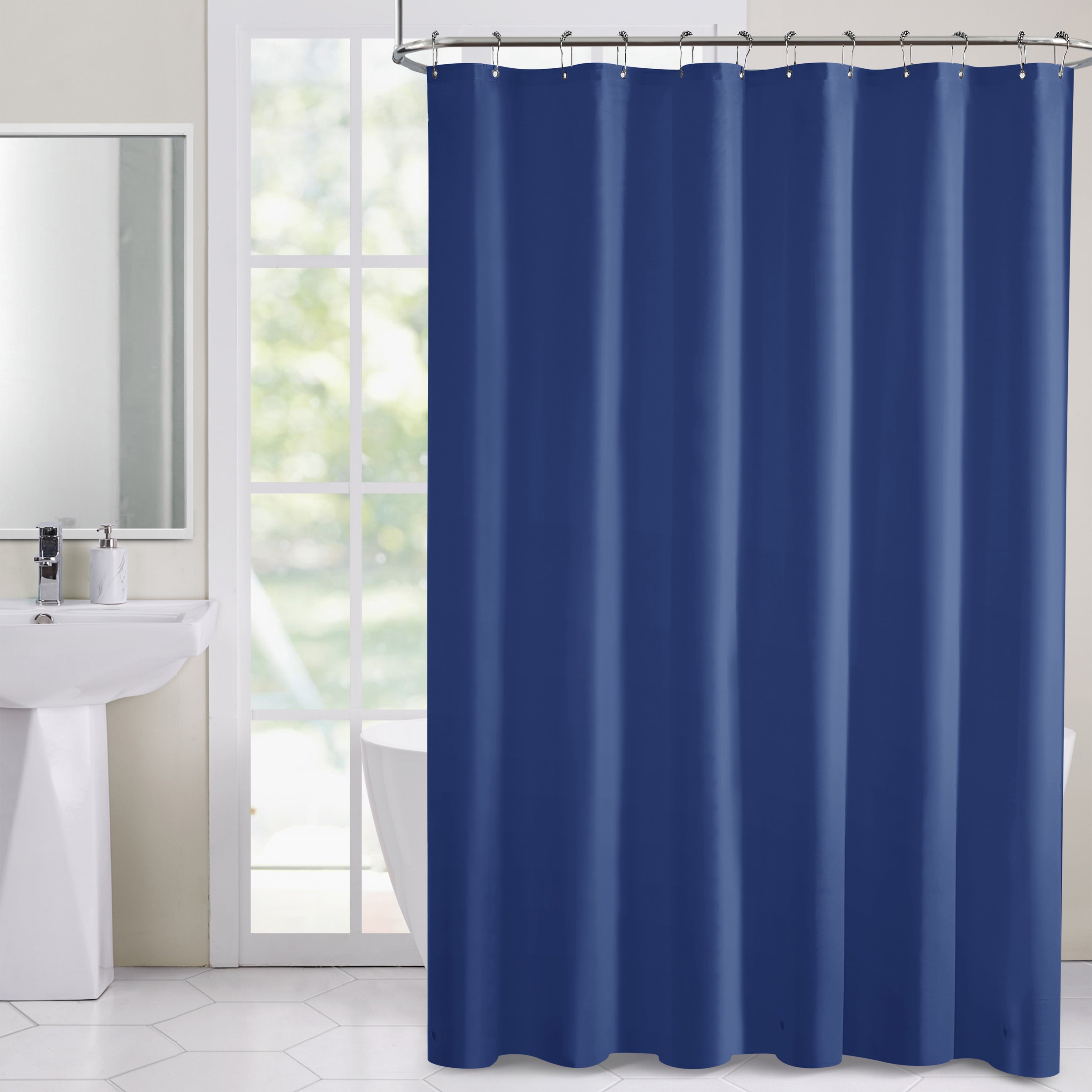 Hotel Style Navy Blue Heavy Duty PEVA Shower Liner, 72" X 72"