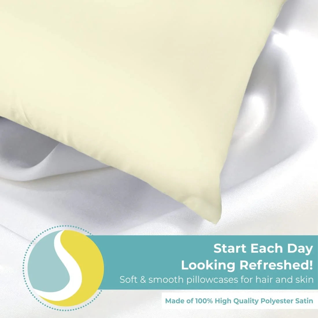 Satin Pillowcase for Hair and Face Beauty, King Size, 1 Pack, Ivory Beige
