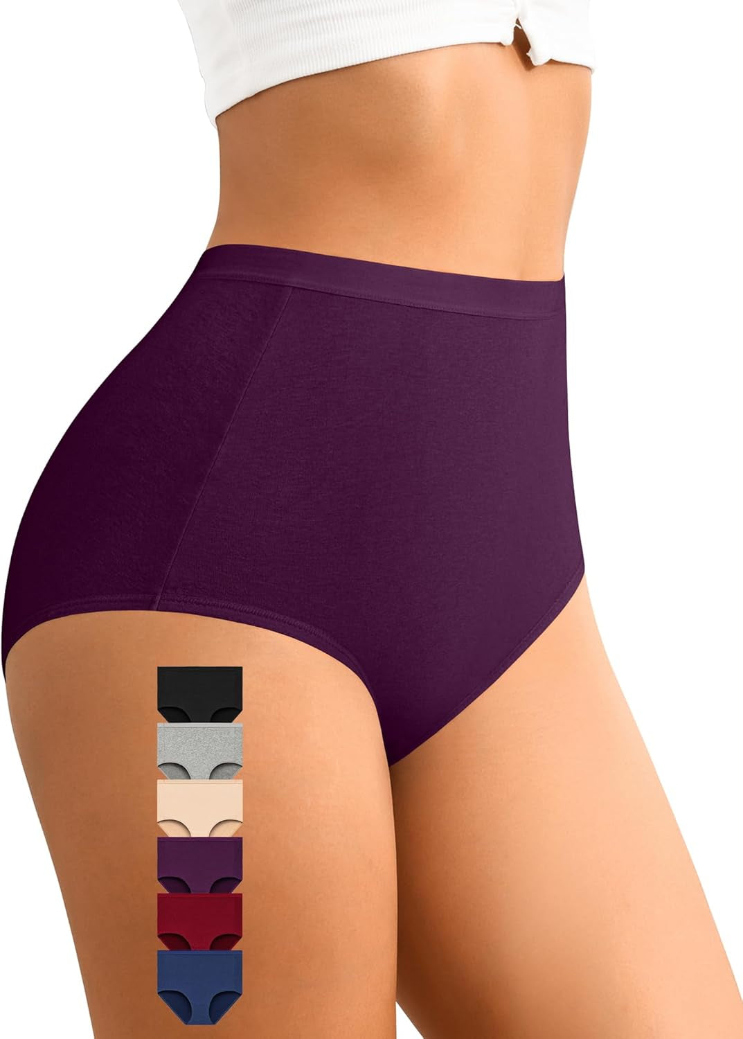 Womens Cotton Underwear High Waisted Panties Soft Stretch Full Coverage Postpartum Ladies Briefs Multi Pack