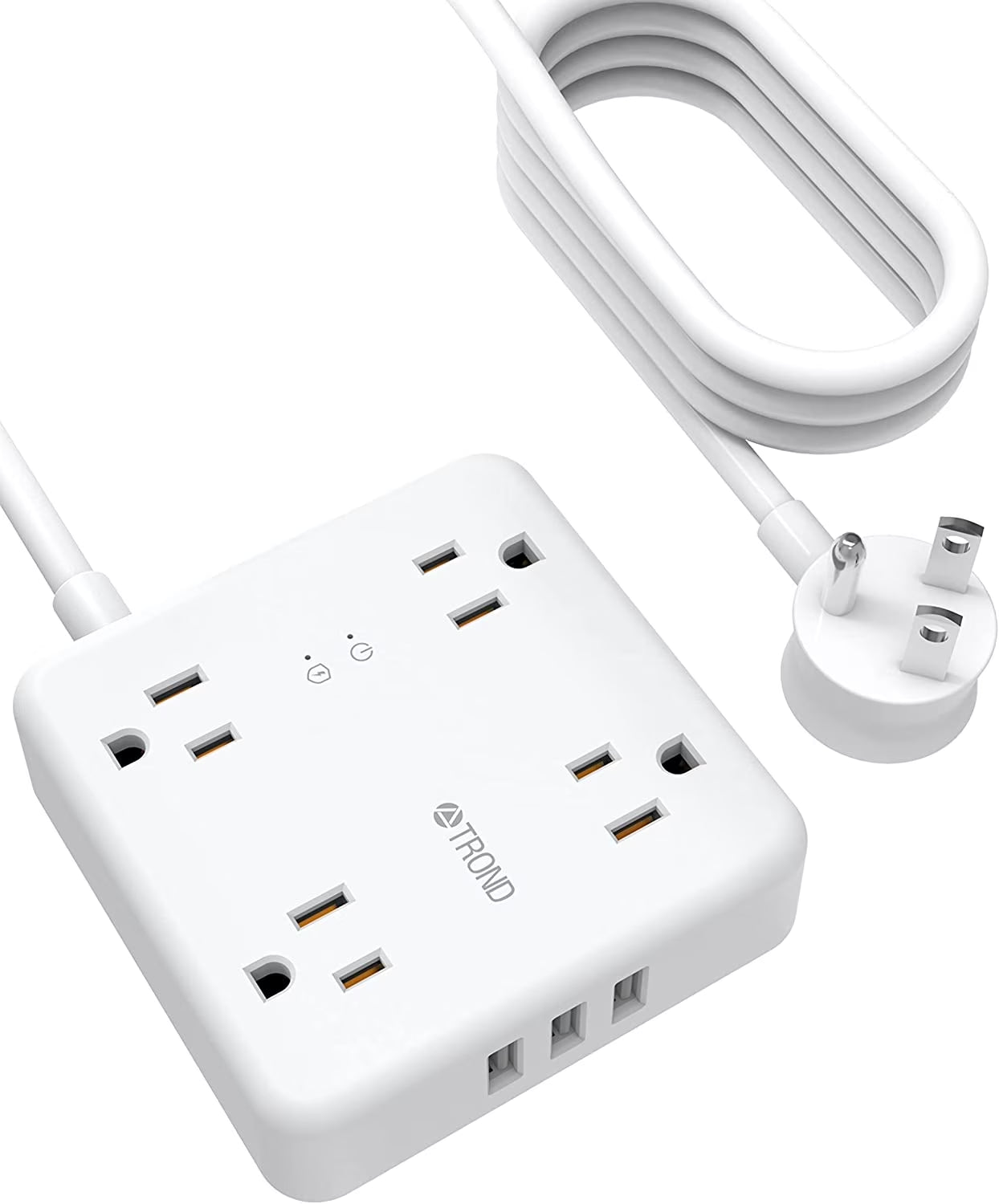 Power Strip Surge Protector with USB, 15Ft Long Extension Cord for 3 USB and 4 AC Outlets, White