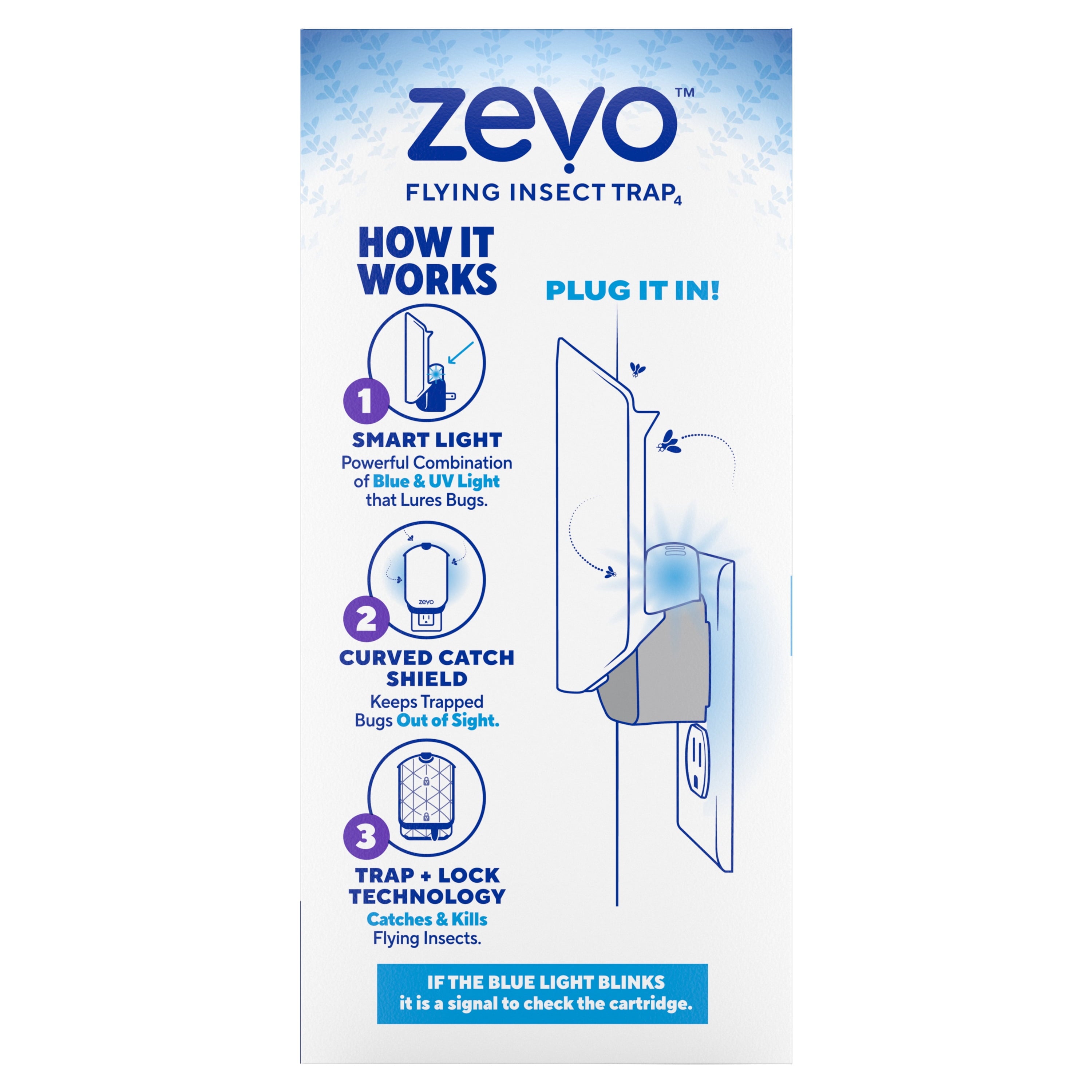 Flying Insect Indoor Fly Trap: Light Trap Catches & Kills House Flies, Fruit Flies, Gnats, & More -1 Plug in Device & 1 Refill Cartridge