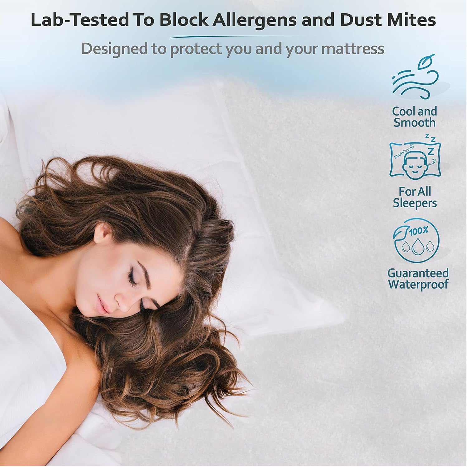 King Mattress Protector, Breathable Soft Terry Cotton Fitted Sheet Bed Cover with Deep Stretchable Pockets, 100% Waterproof, Noiseless, Hypoallergenic, Dust Mite Proof, 76"X80"X15"