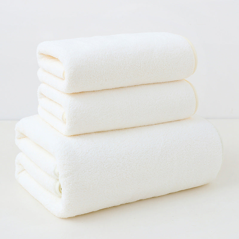 Coral Fleece Bath Towels Pack of 3 White