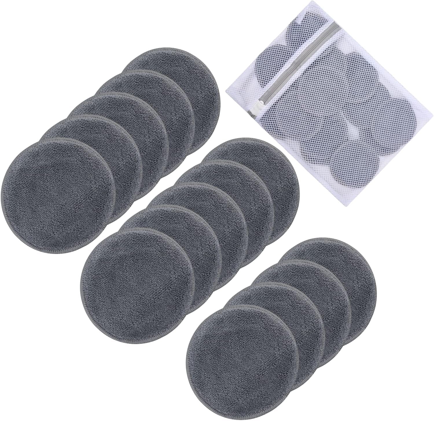 Resuable Makeup Remover Pads with Laundry Bag Soft and Fridnely for Face Eye Lip Remover Pads(Grey)