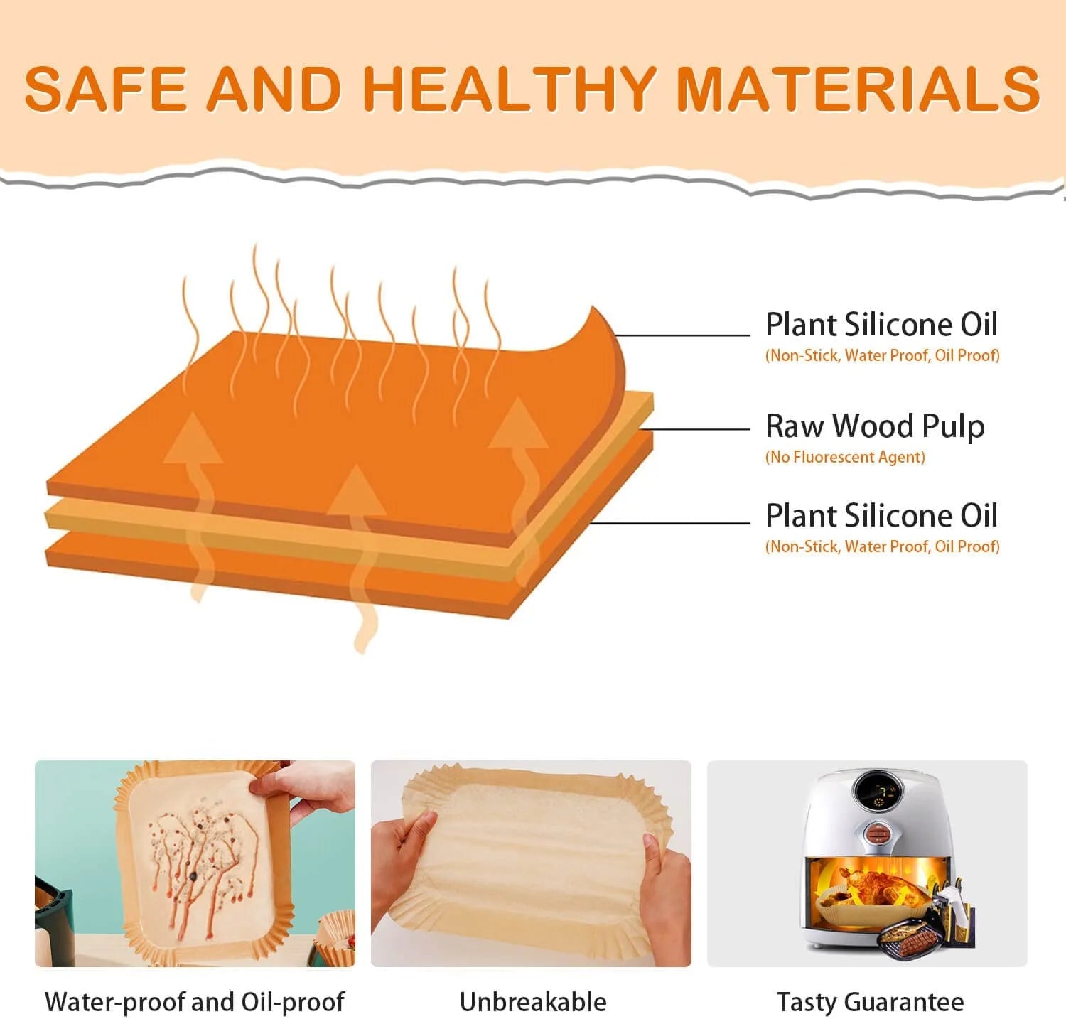 100 Pcs Air Fryer Liners, 8.6 in Rectangle Non-Stick Air Fryer Disposable Paper Liner, Unbleached Oil-Proof Airfryer Liners, Air Fryer Parchment Paper Liners for Fryers Frying Pan Microwave Oven