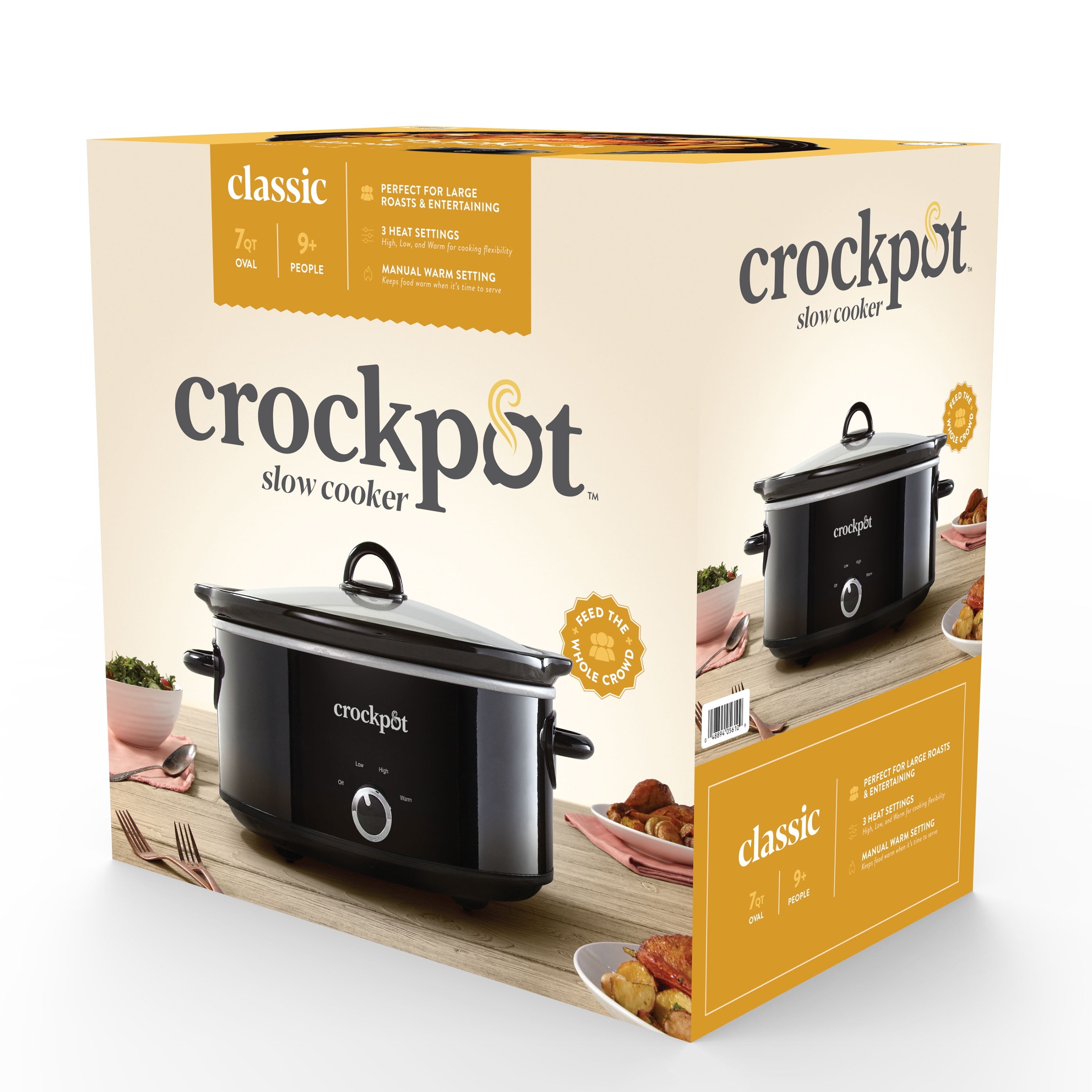 ® Manual 7-Quart Slow Cooker, Black