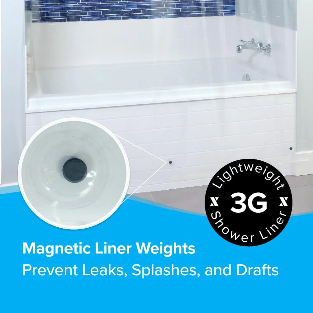 70 In. X 72 In. Lightweight PEVA Shower Liner, White
