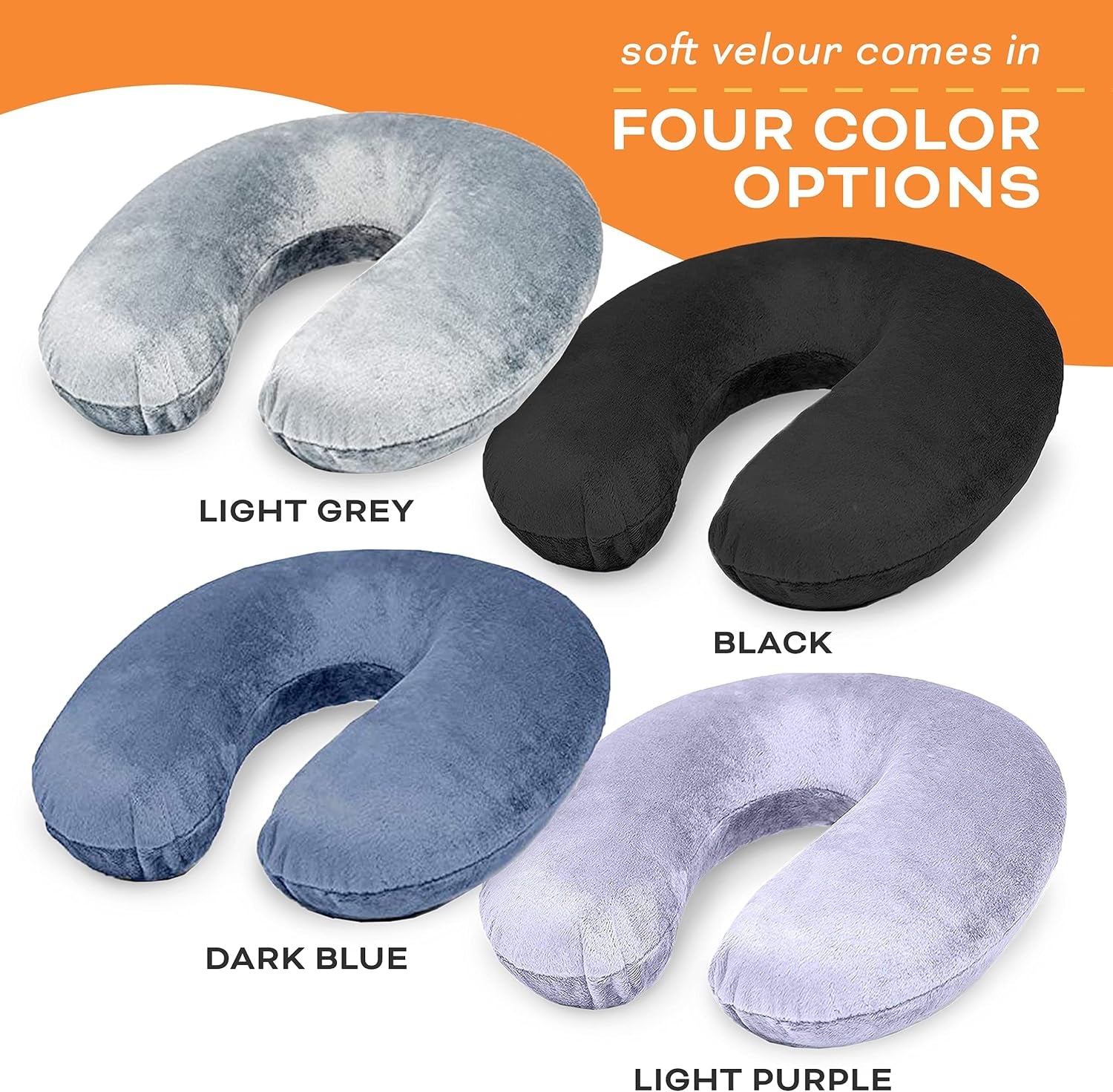 Travel Neck Pillow Memory Foam Airplane Travel Accessories Essentials Comfortable Washable Cover Plane Neck Support Pillow for Neck Pain Relief Sleeping Blue