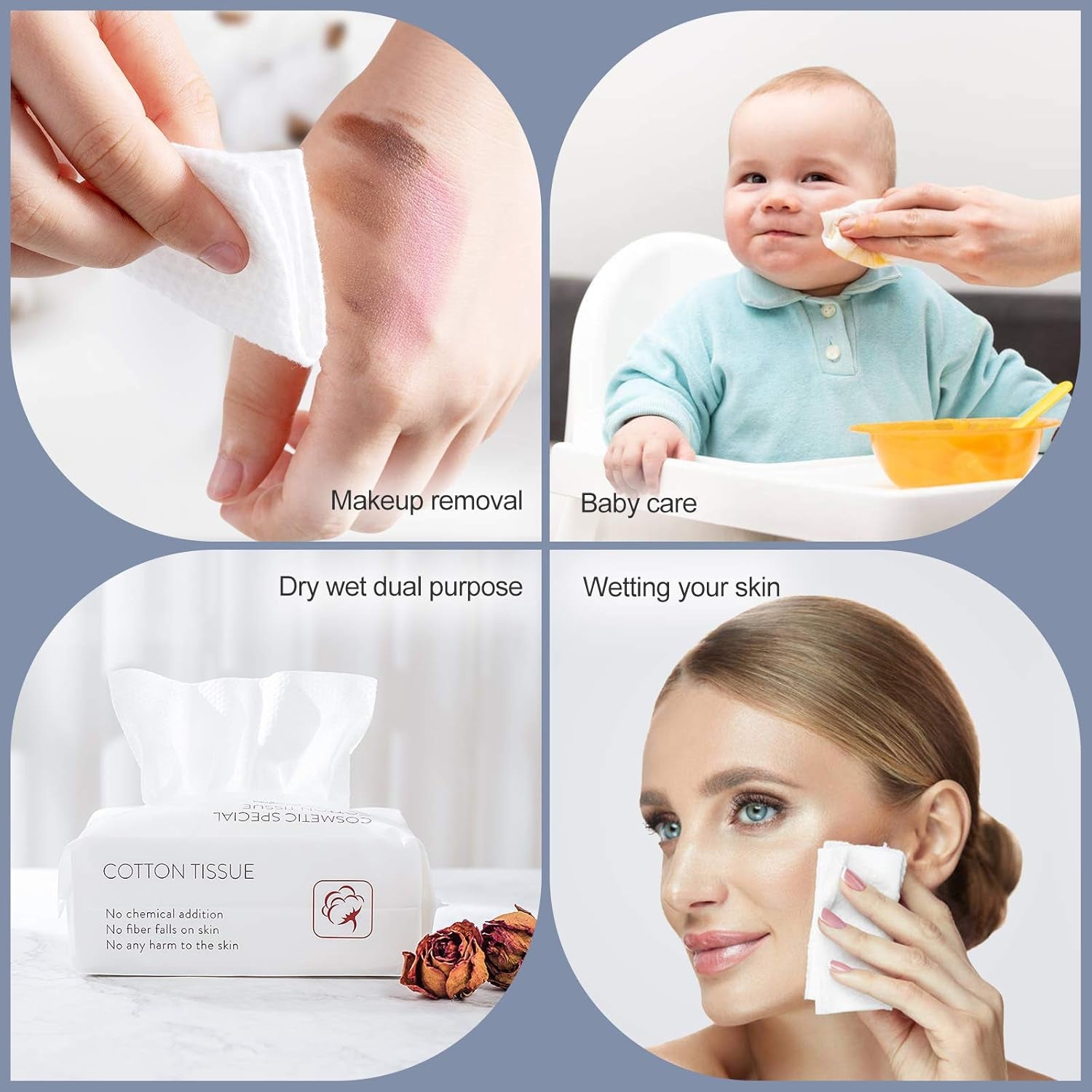 Disposable Face Towel Facial Tissue Soft Cotton Facial Cleansing Cloths Towelettes Dry for Cleaning Office Travel Makeup Remove