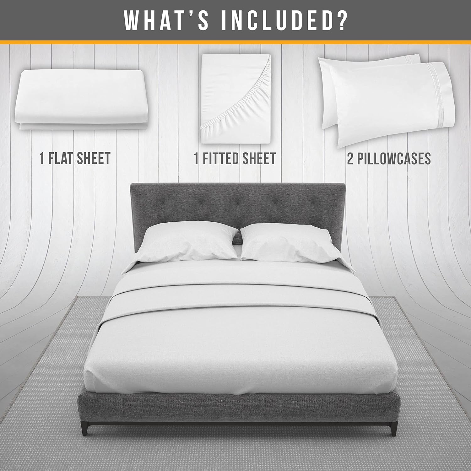 King Size Sheets Set Cooling - Luxury Hotel Sheets - Soft Bed Sheet with Elastic Corner Straps - Deep Pockets Microfiber Bedsheet - Bedding Sheet & Pillowcases - 4 Piece (King, White)