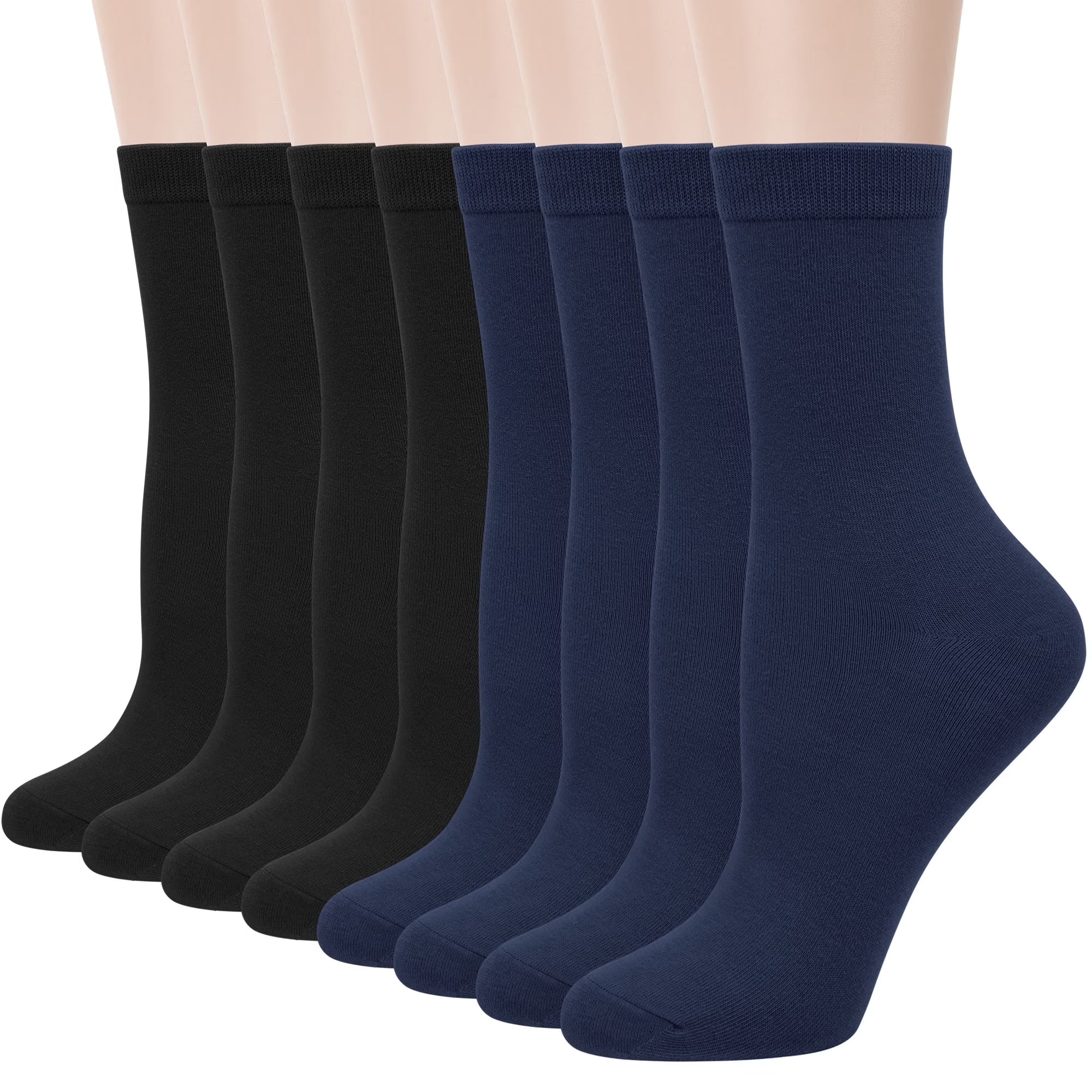 Women Crew Socks, Soft Cotton Dress Socks Pack Athletic Socks for Women, Size 5-9, 8 Pairs