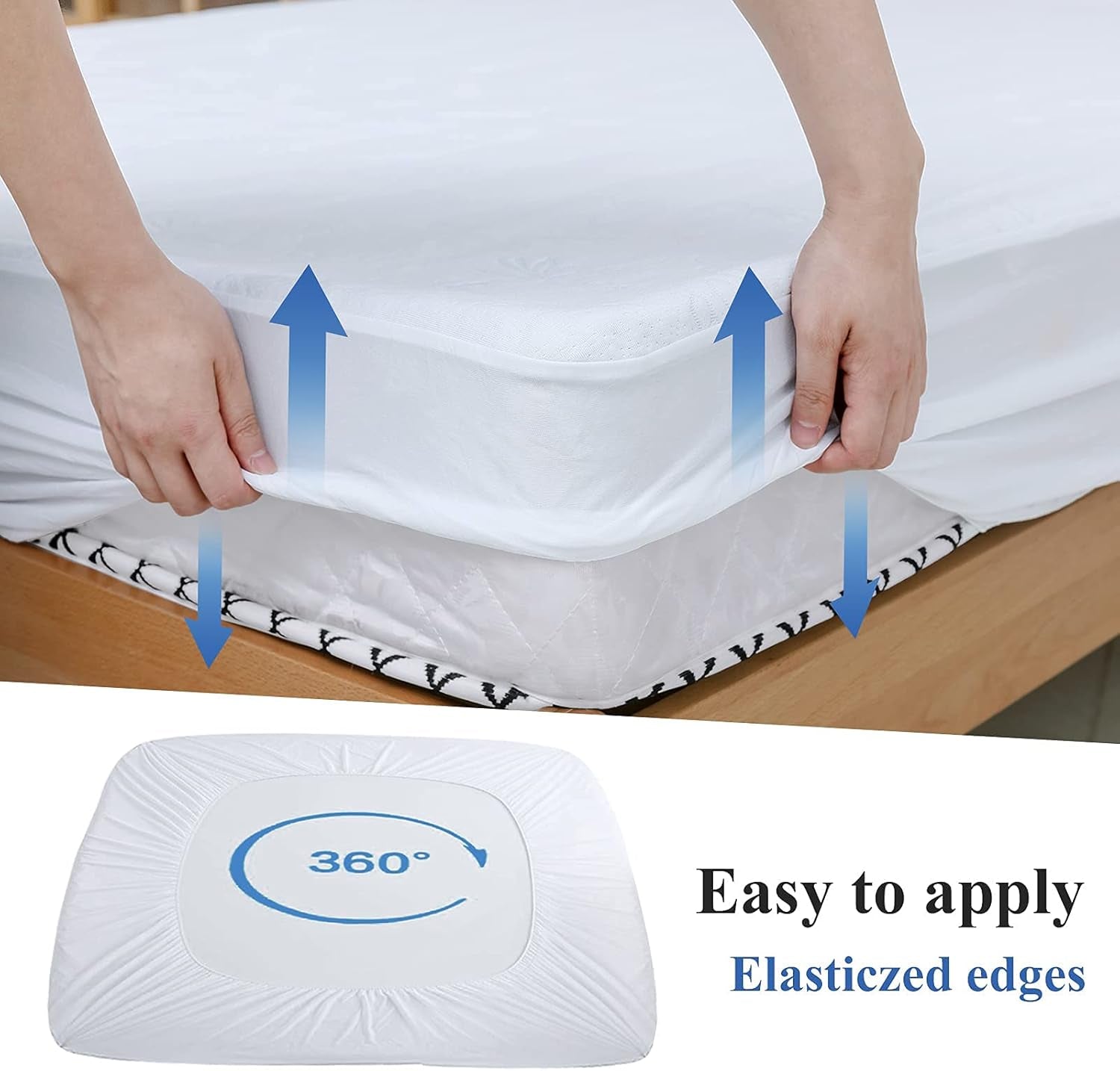 King Mattress Protector Cover, Waterproof Mattress Protector, 3D Air Cotton Ultra Soft and Breathable, Bamboo Fabric Mattress Protector, Fitted 8" - 18" Deep Pocket