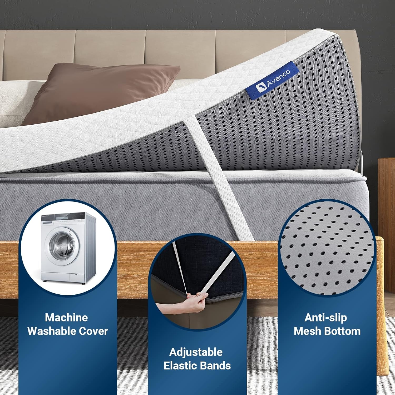 California King Mattress Topper, 4 Inch Memory Foam, Reversible Medium Firm, Certipur-Us Foam, Removable Cover, White