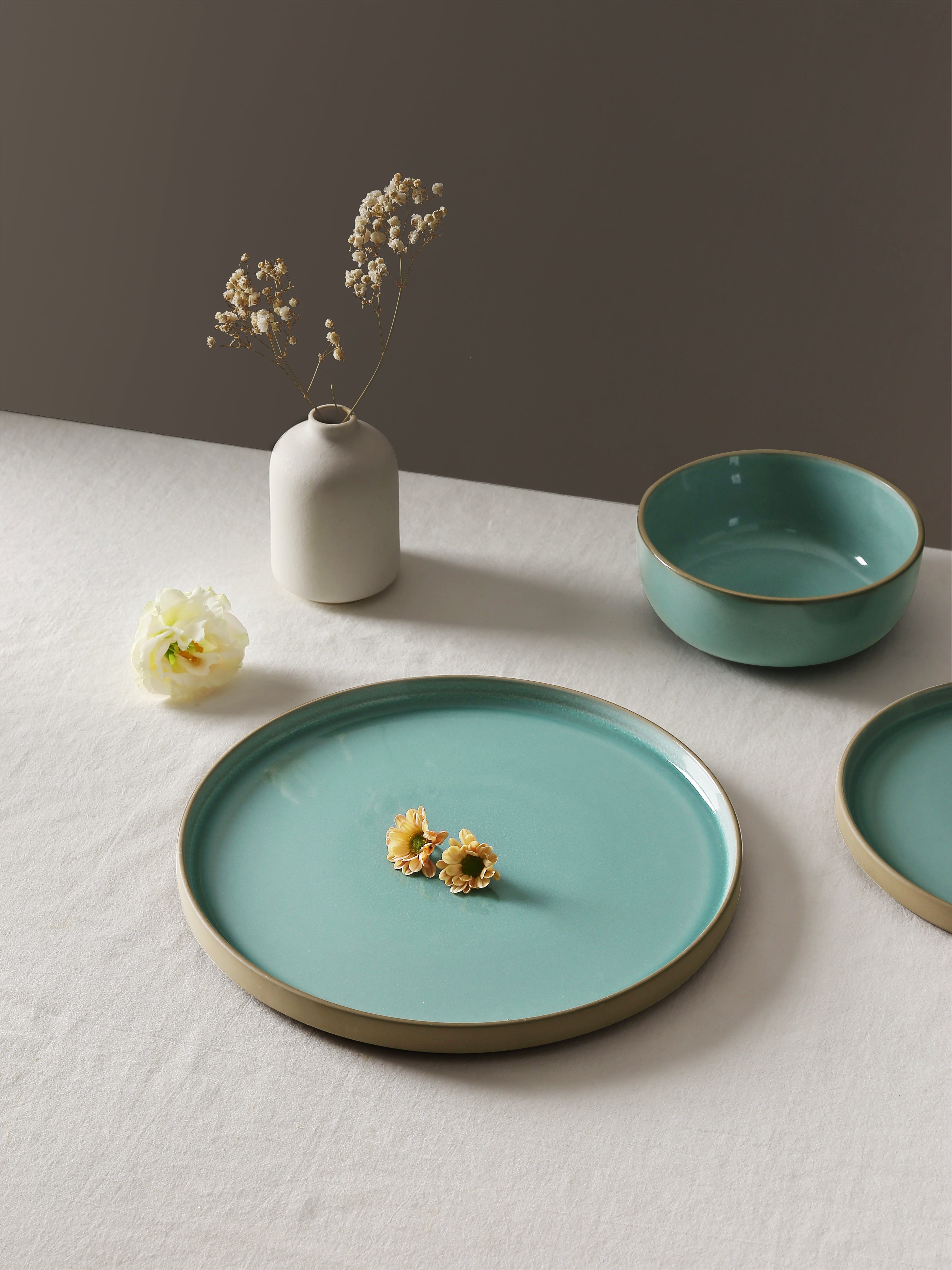 Nature 12-Piece Dinnerware Sets, Stoneware Dish Set, Verdure