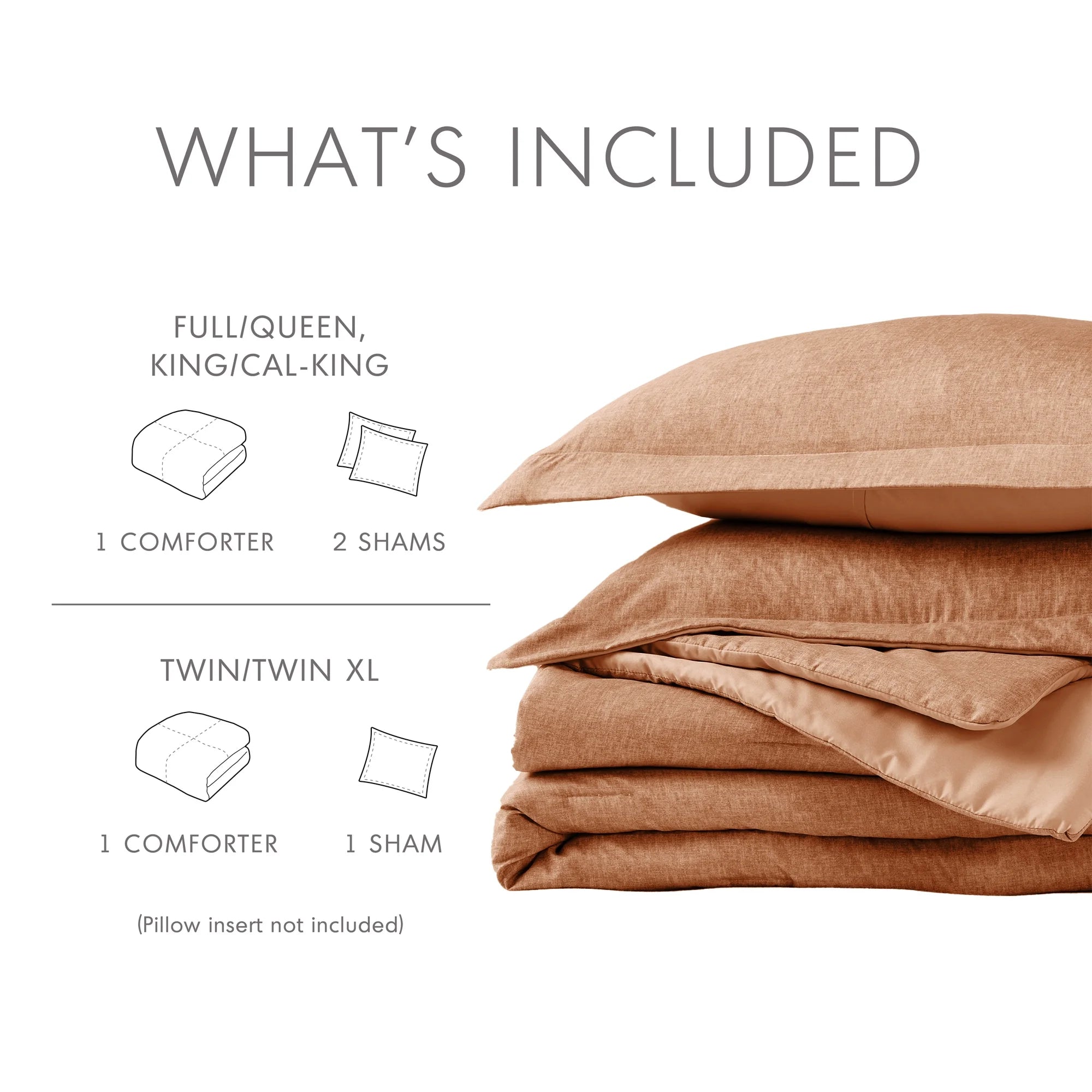 Twin/Twin-Xl Comforter Sets, Reversible 2 Piece Extra Soft Dorm Bedding Set, Chambray Print Burnt Orange Comforter Bed Set with Pillow Shams