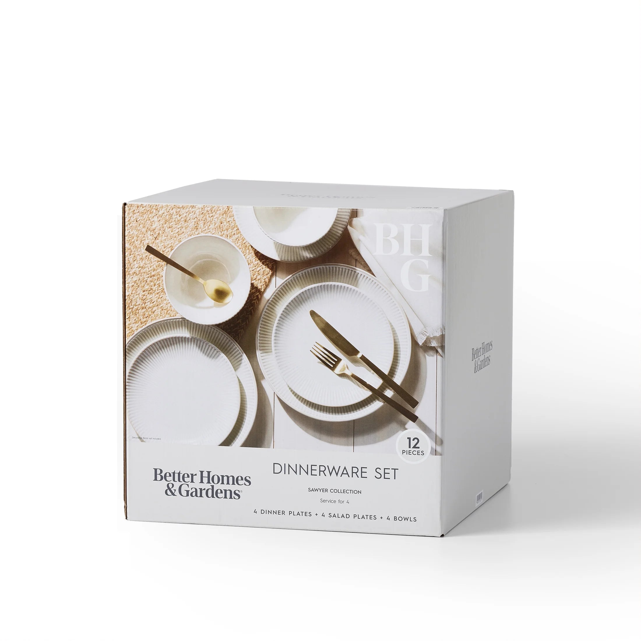 Sawyer 12-Piece Stoneware Dinnerware Set Cream