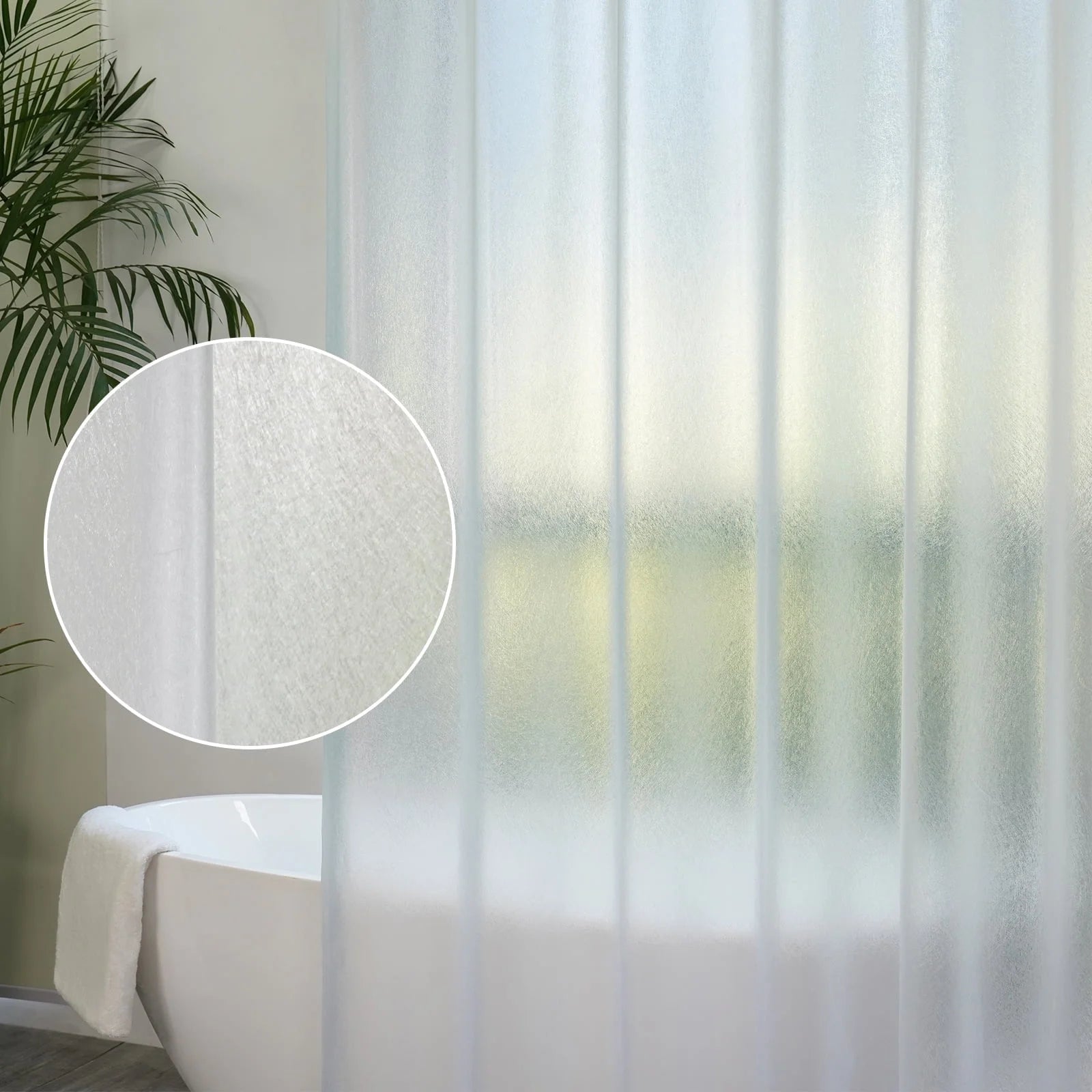 Heavy Duty Frosted Shower Curtain Liner 72X86 Heavy Weight Fiber Texture Pattern Design Shower Liner with Magnets