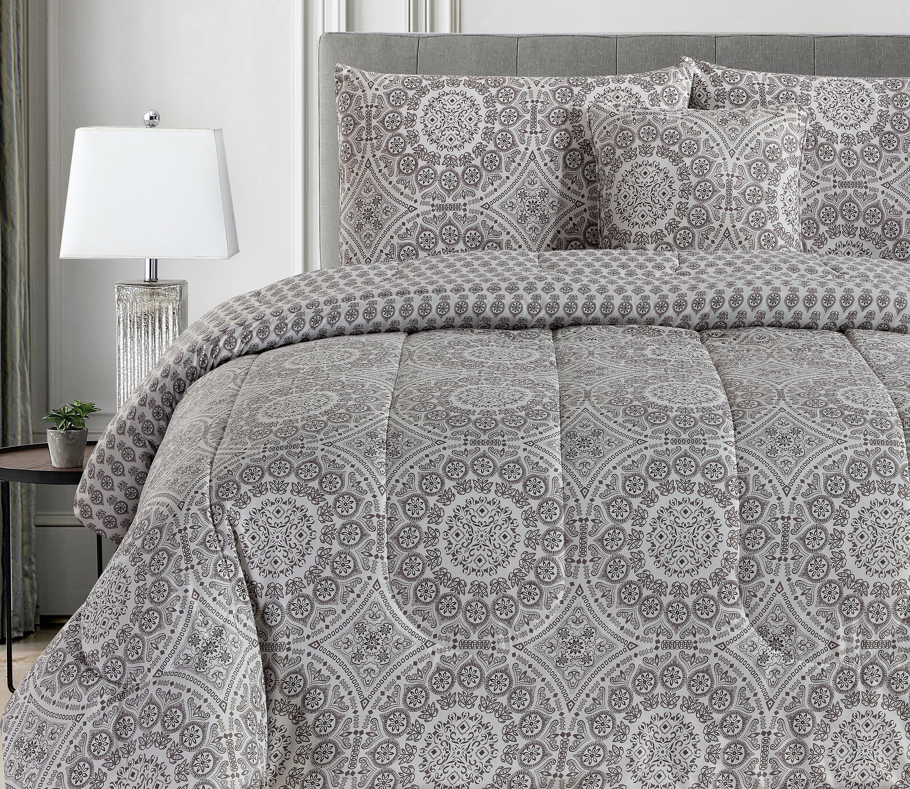 Microfiber Reversible King Bedding Comforter Set, 5 Pc Comforter Duvet Insert Set