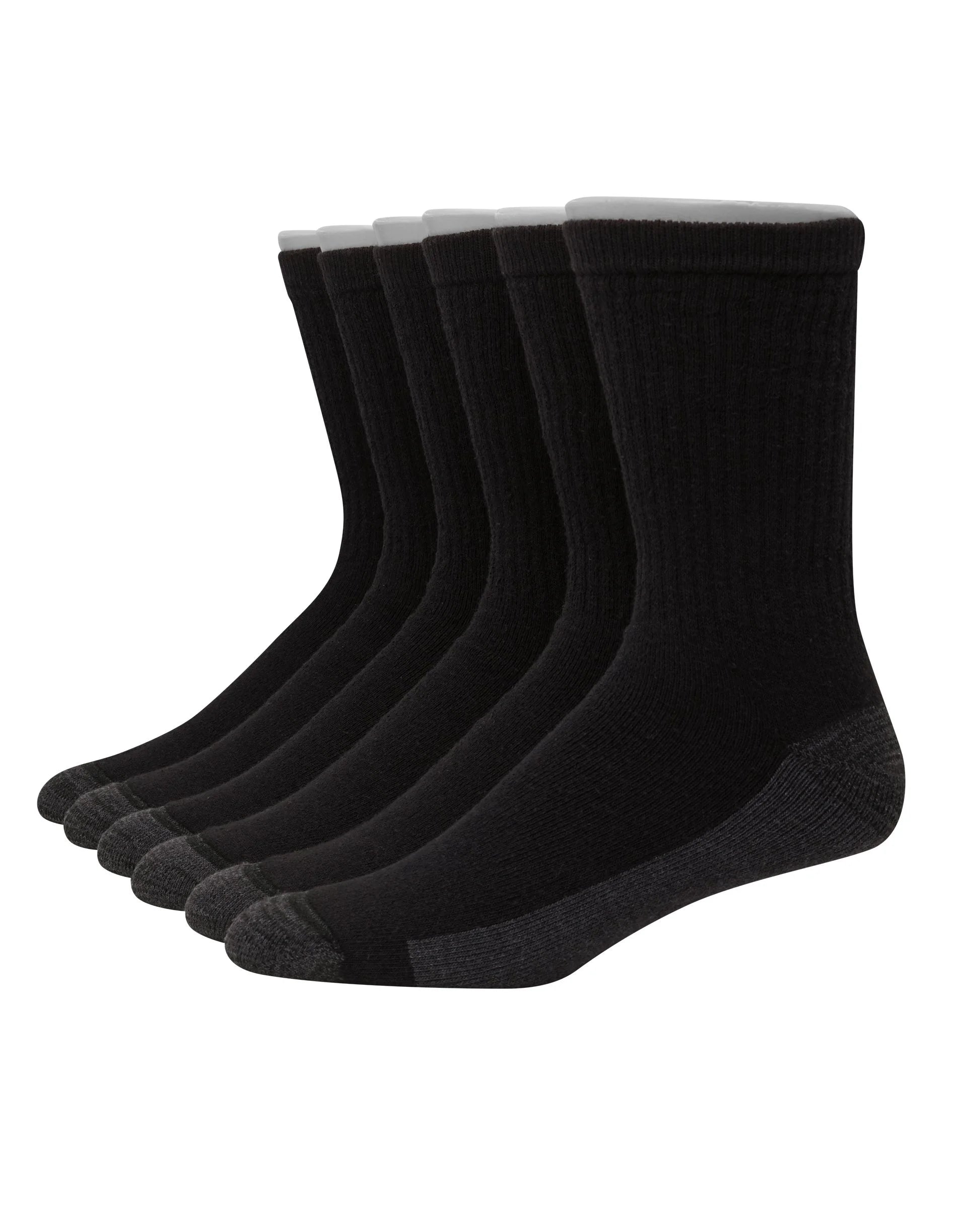 Men'S  ULC186 Ultimate Ultra Cushion Crew Socks - 6 Pack (Black 6-12)