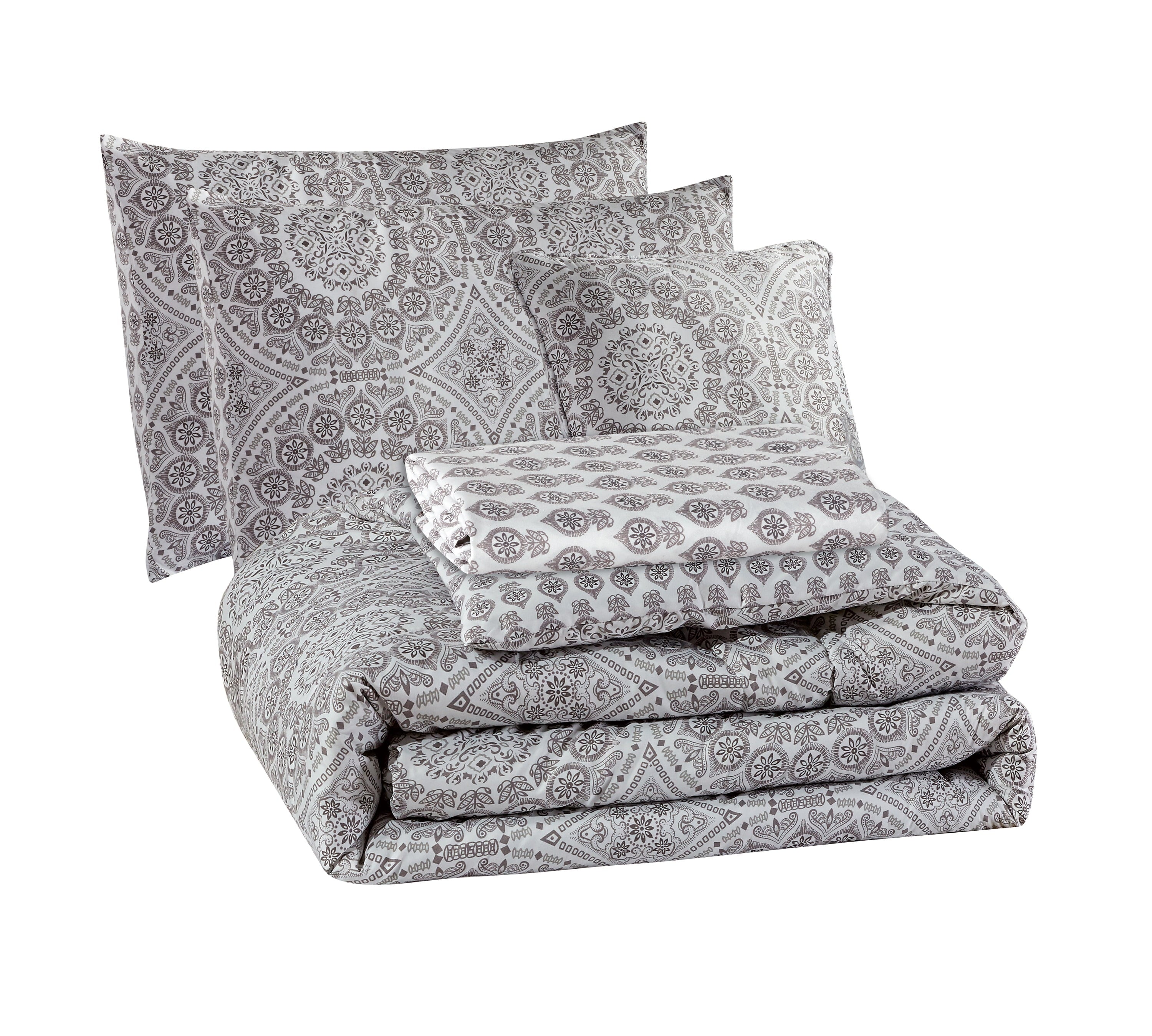 Microfiber Reversible King Bedding Comforter Set, 5 Pc Comforter Duvet Insert Set