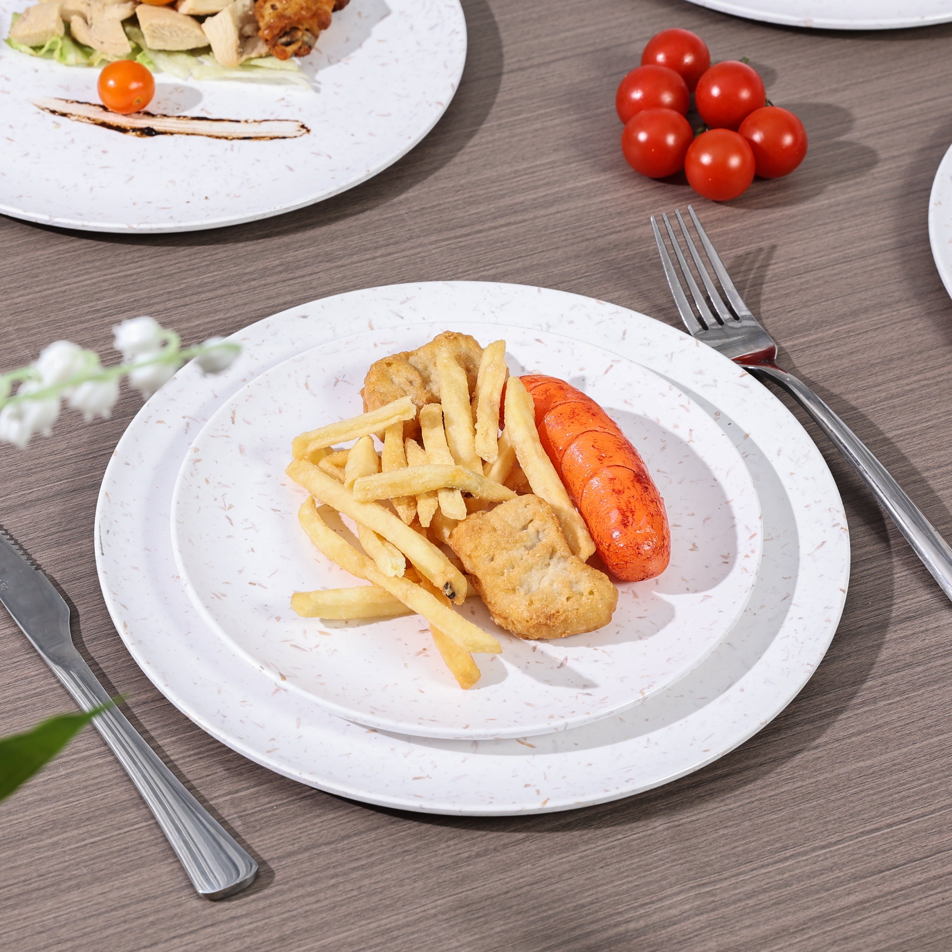 6Pcs Wheat Straw Dinnerware Set - Lightweight & Reusable Plates and Bowls Set - Dishwasher Safe for Outdoor Camping, RV (6Pcs 10Inch Plates)