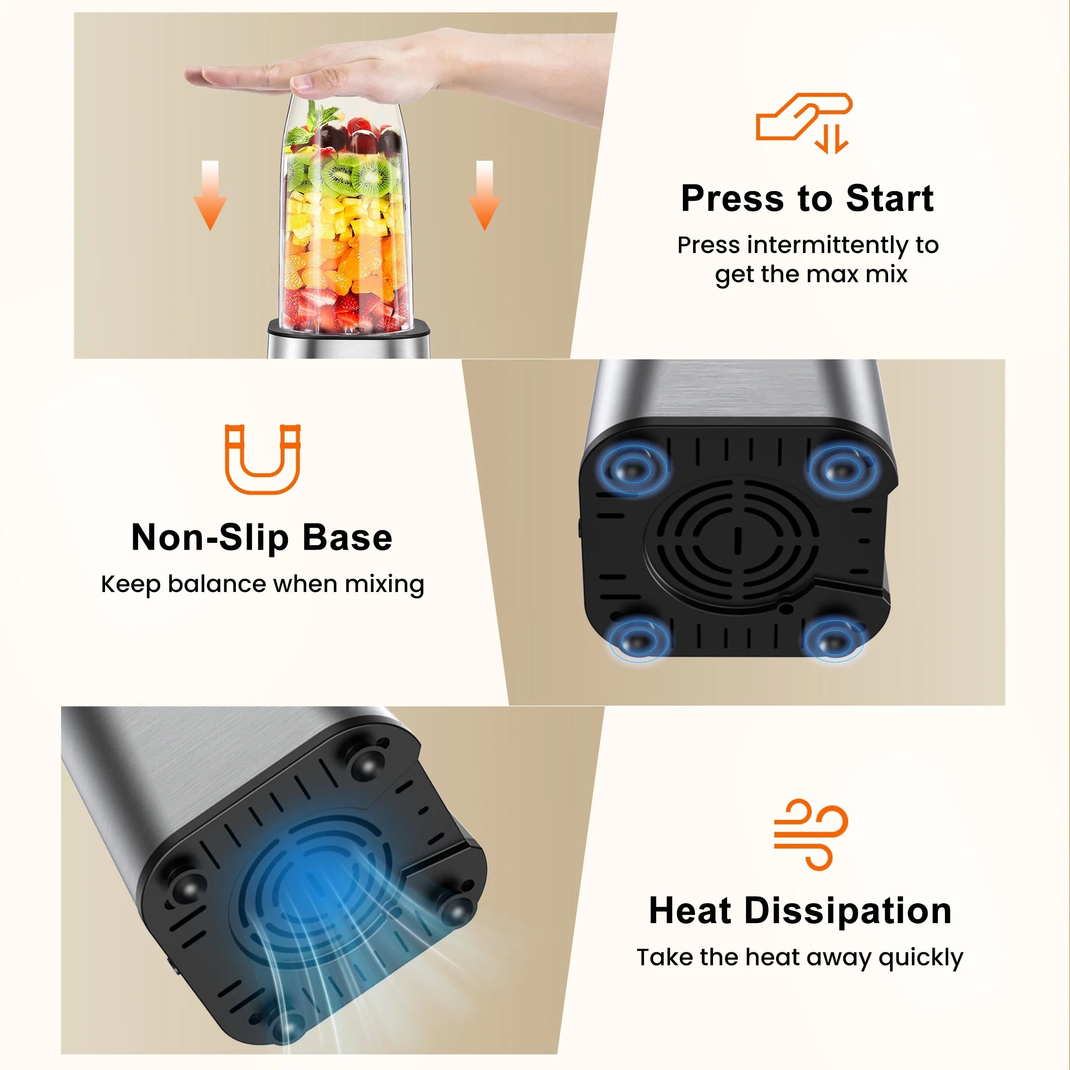 Smoothie Blender for Shakes and Smoothies, Blenders for Kitchen, Protein Drinks, Personal Blender with 2 * 22Oz Smoothie Cups with Lids