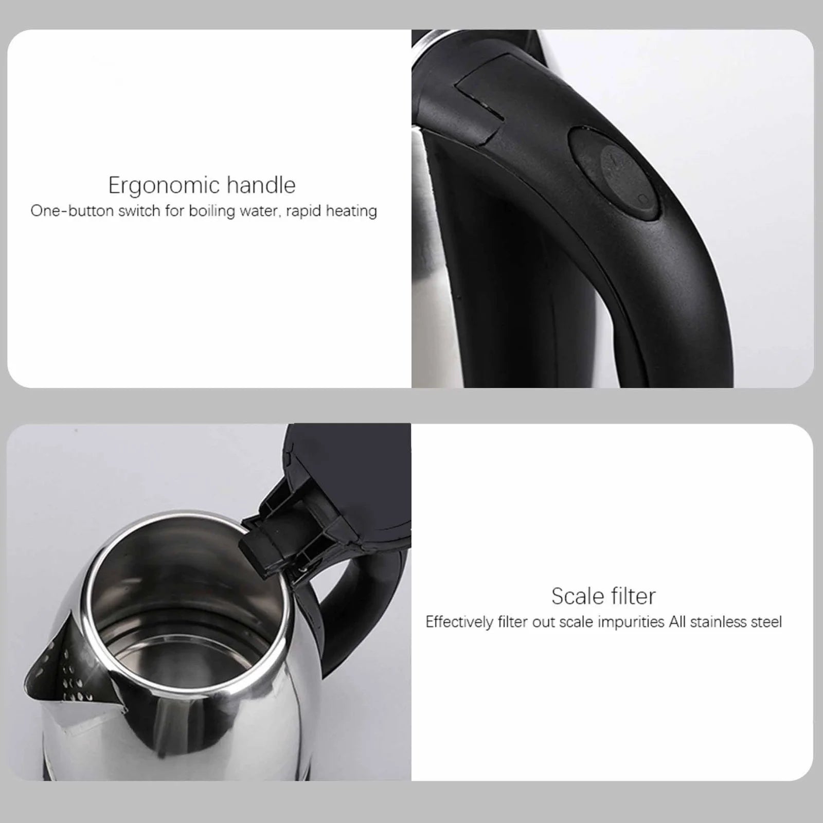 New Stainless Steel 2L Electric Kettle Household Electric Kettle Automatic Power off Kettle Health Kettle