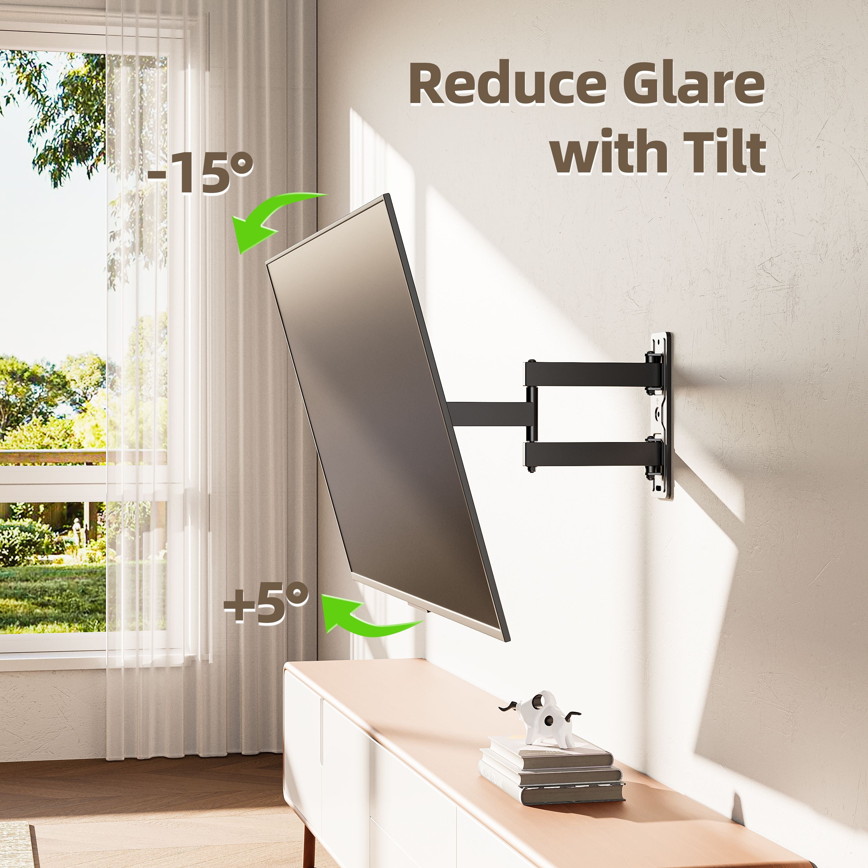 Full Motion TV Wall Mount Bracket with Swivel Arm for 23 to 55 Inch Tvs, Holds up to 77 Lbs