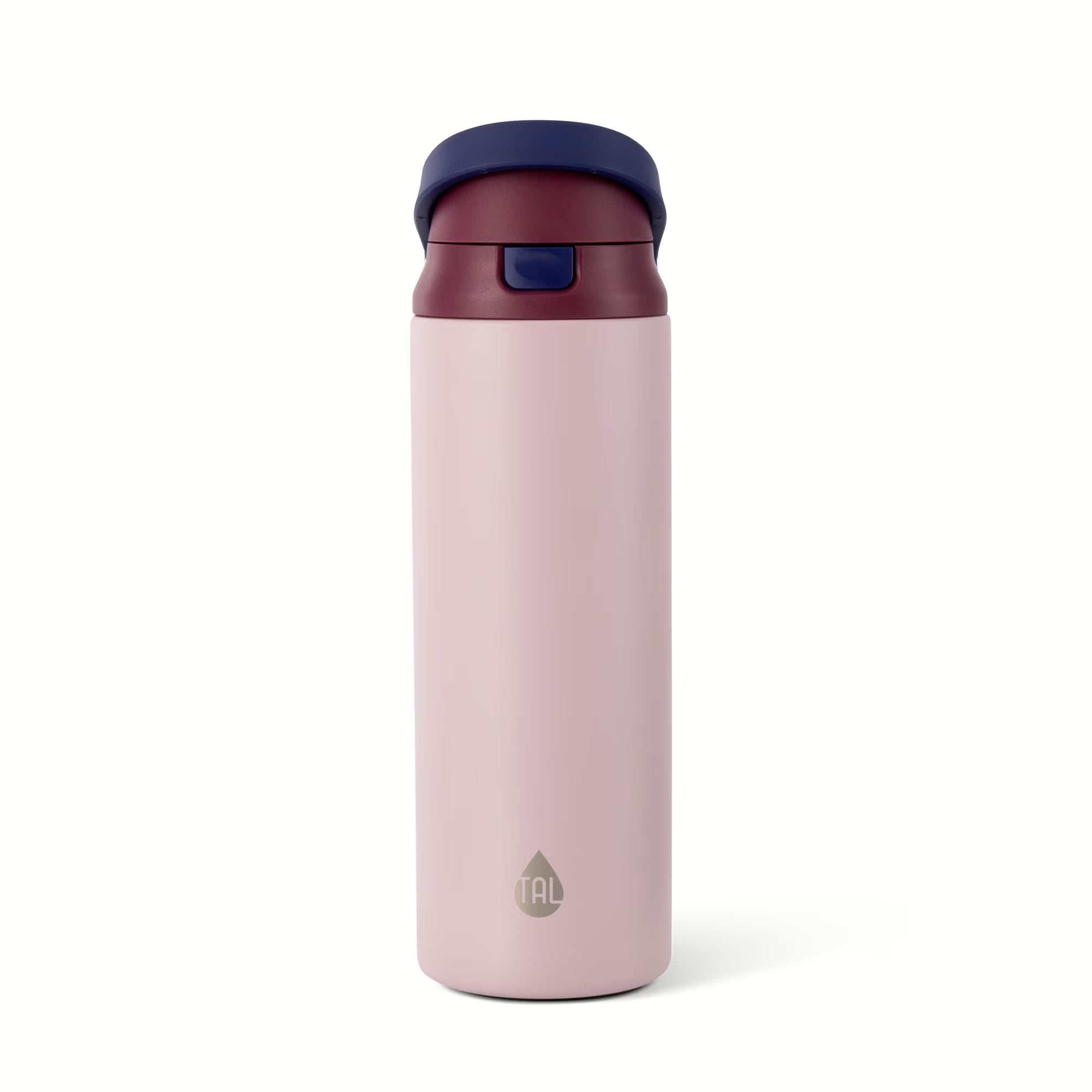 Stainless Steel 2-In-1 Straw and Chug Water Bottle with Push Lid 24 Fl Oz, Mauve