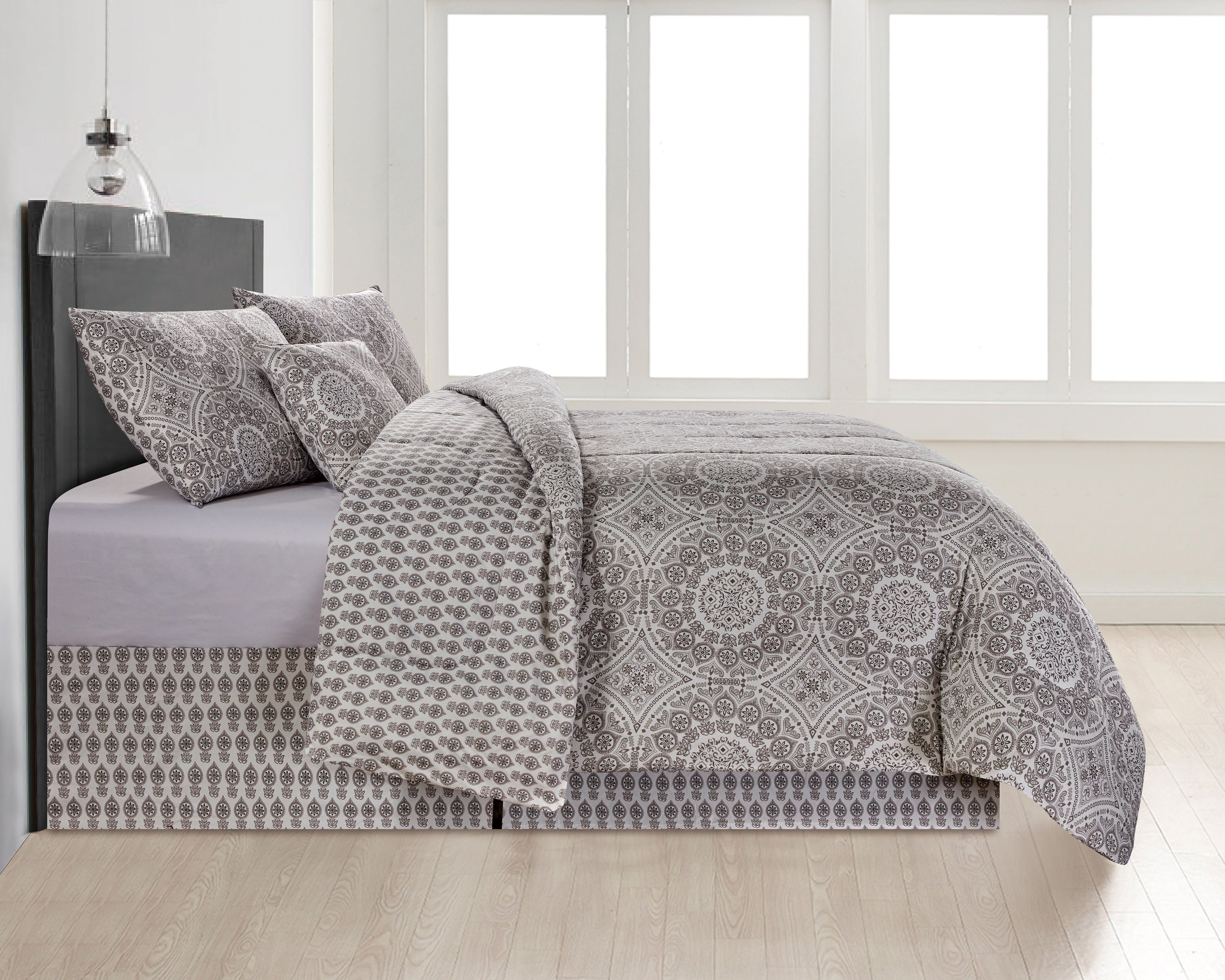 Microfiber Reversible King Bedding Comforter Set, 5 Pc Comforter Duvet Insert Set