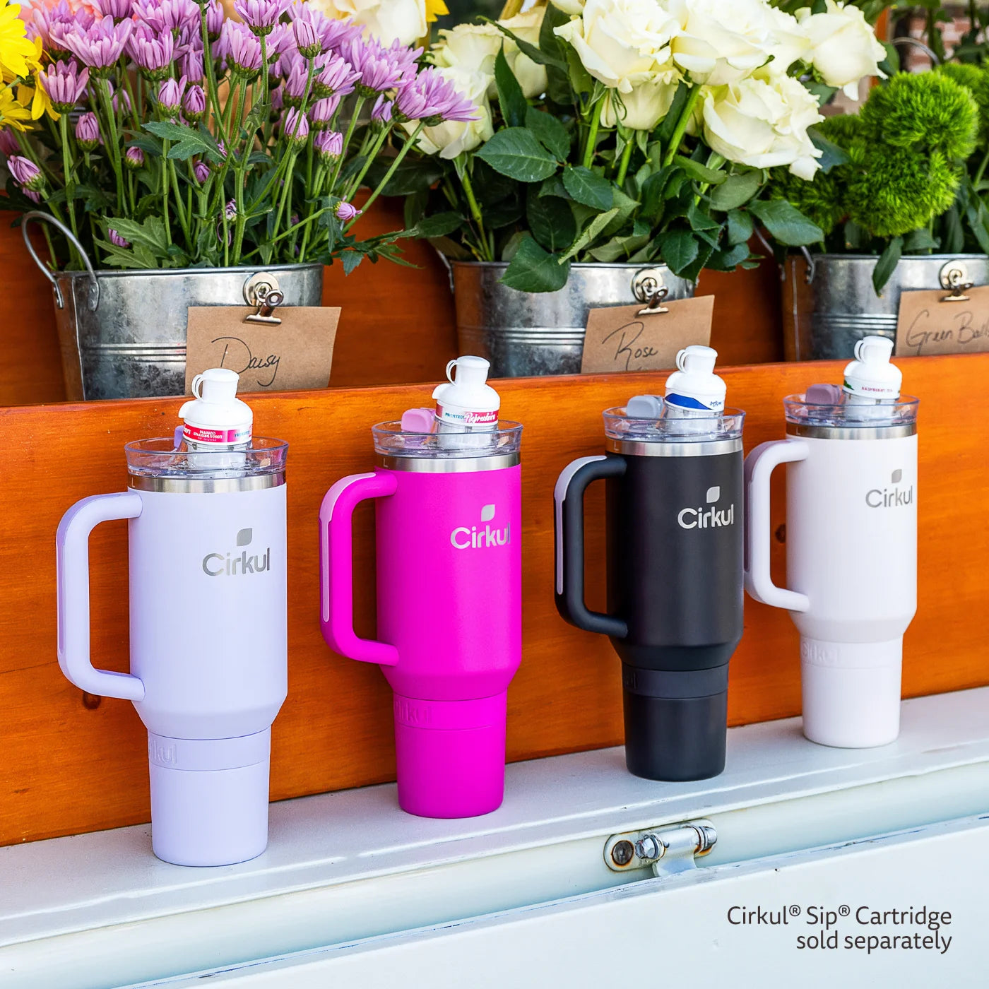 40Oz All-Day Strawsip Double-Wall Insulated Stainless Steel Tumbler with Handle, Fog (Light Gray)