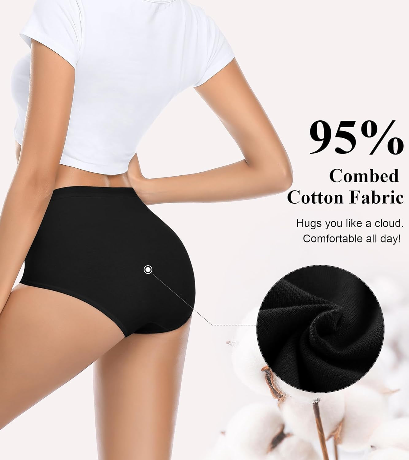 Womens Cotton Underwear High Waisted Panties Soft Stretch Full Coverage Postpartum Ladies Briefs Multi Pack