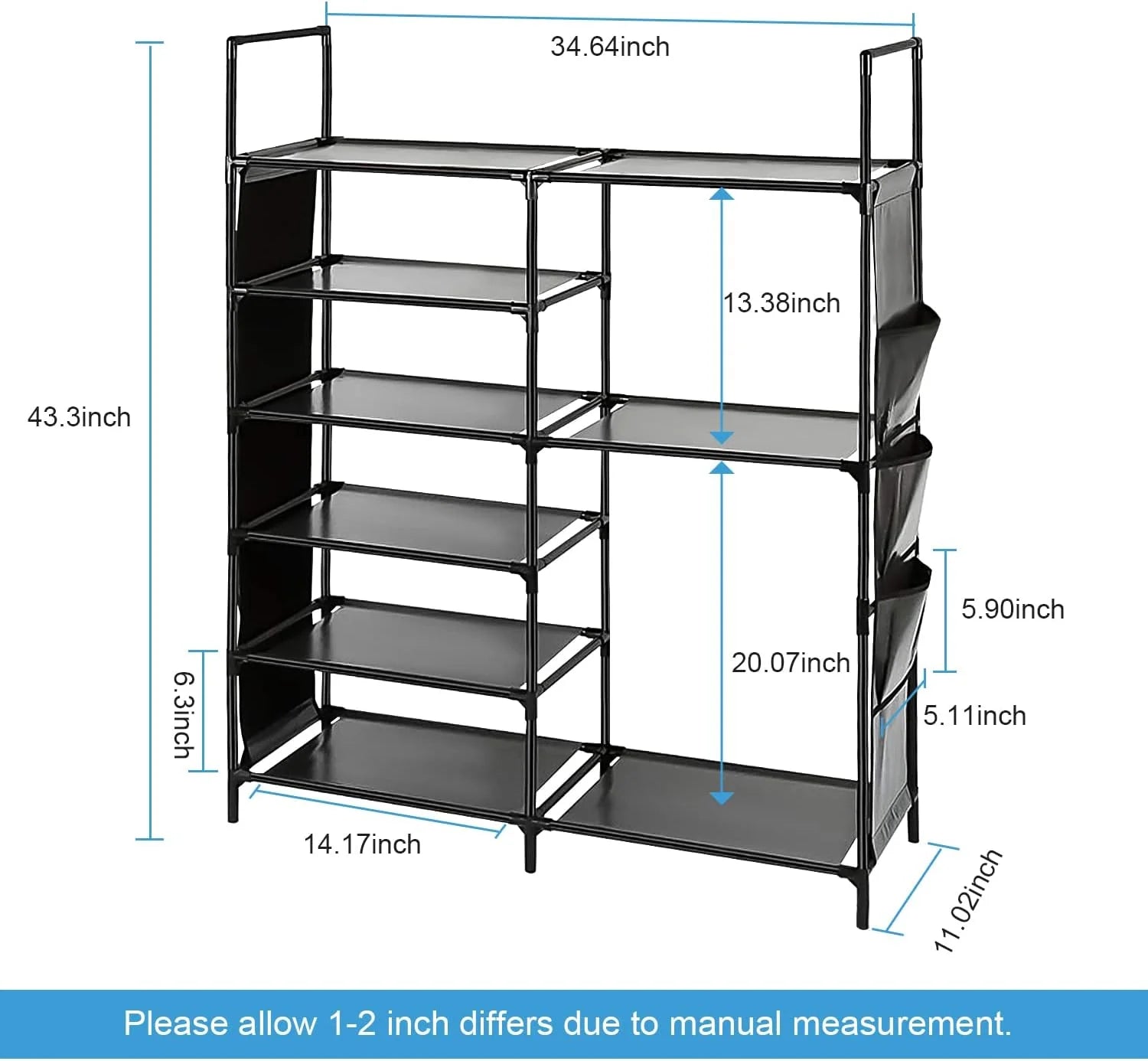 Shoe Rack 6 Tier Shoe Shelf Shoe Storage, 35 Pairs Shoe Organizer for Entryway,Stackable Shoe Holder Shoe Stand