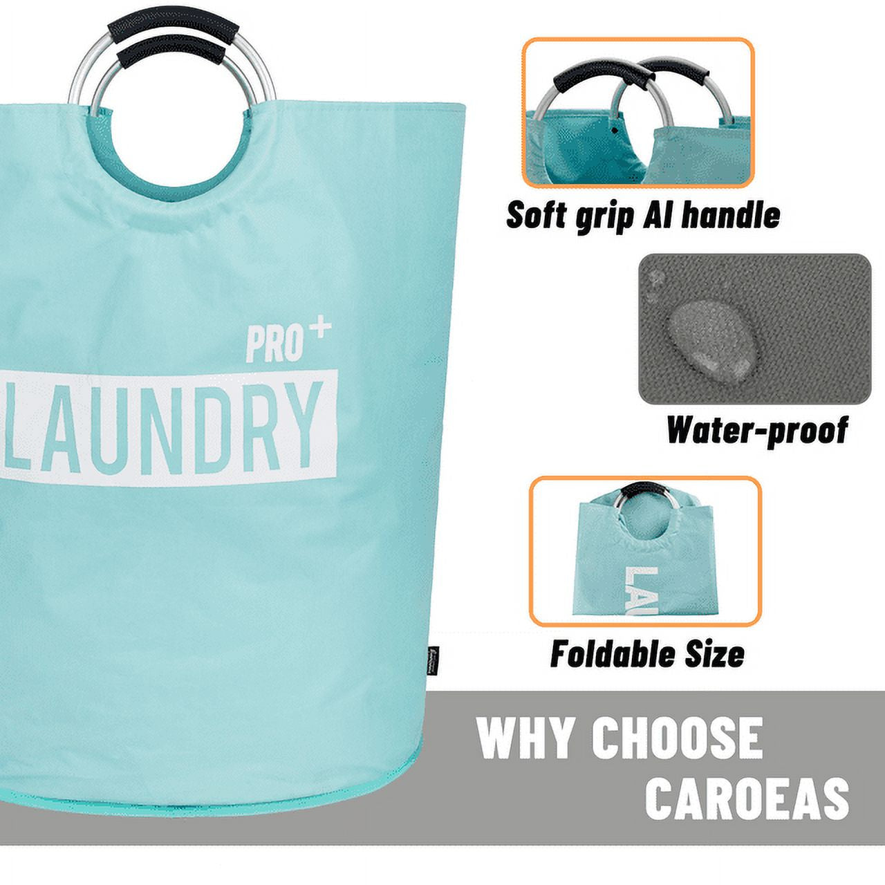 Super Large 150L Laundry Hamper Pro, Waterproof Laundry Basket, Clothes Hamper Stands up Well, Laundry Bag with Padded Handles, Collapsible Laundry Basket Easy Storage (Light Blue)